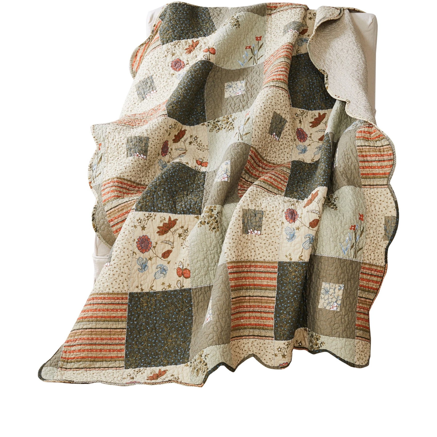 50 x 60 Cotton Quilted Throw Blanket with Fill, Wild Flowers, Multicolor