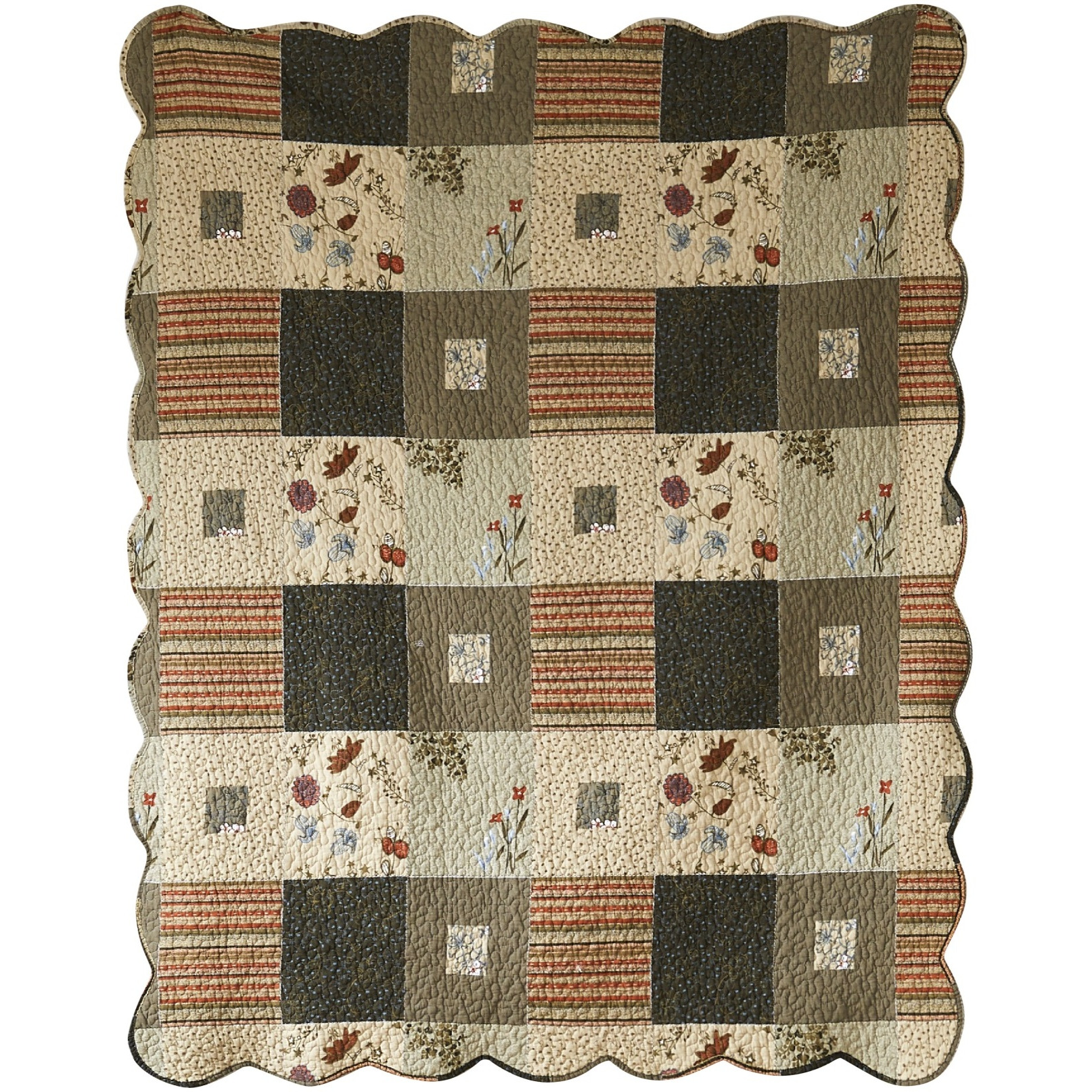 50 x 60 Cotton Quilted Throw Blanket with Fill, Wild Flowers, Multicolor