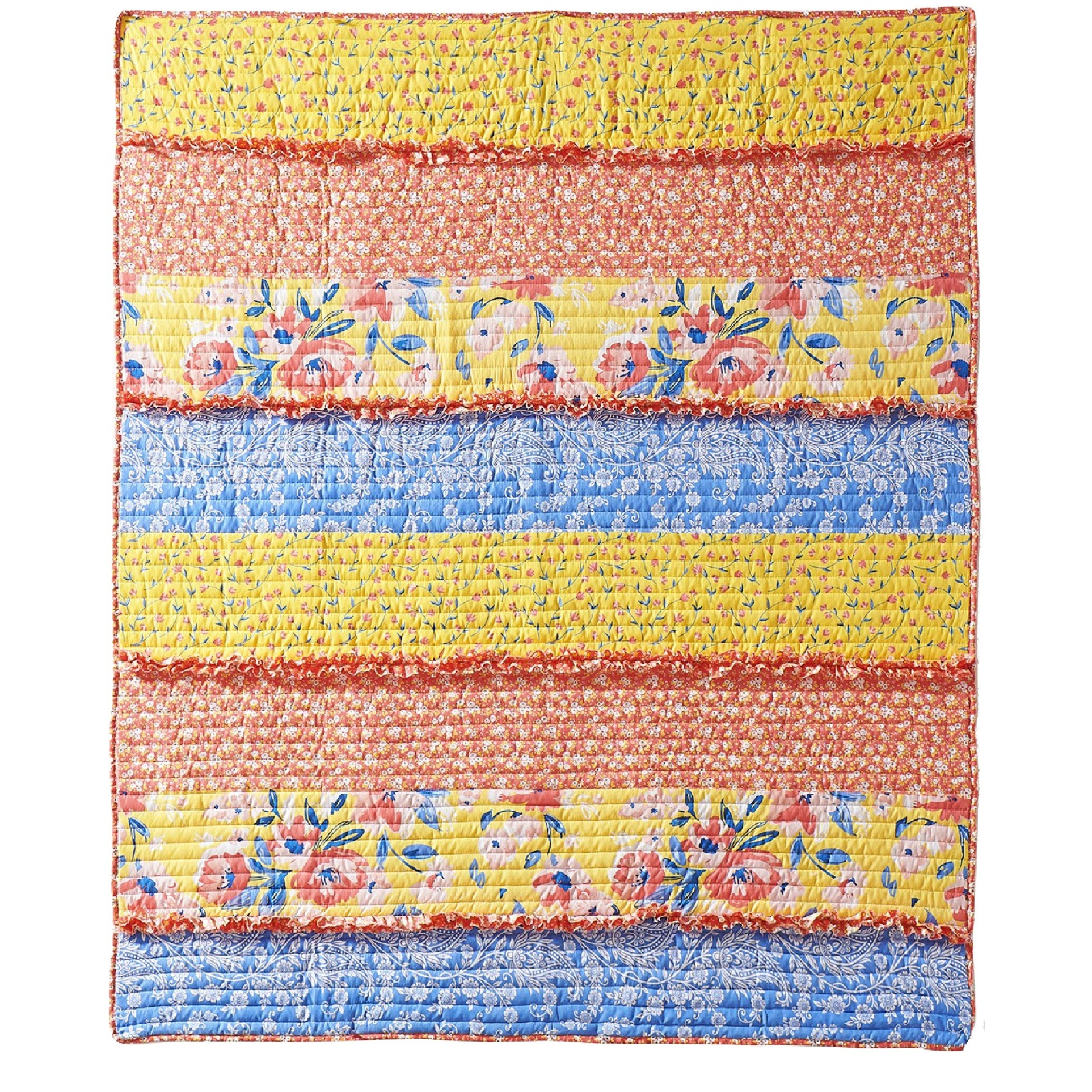 Lio 60 x 50 Quilted Ruffled Throw Blanket, Polyester Fill, Multicolor