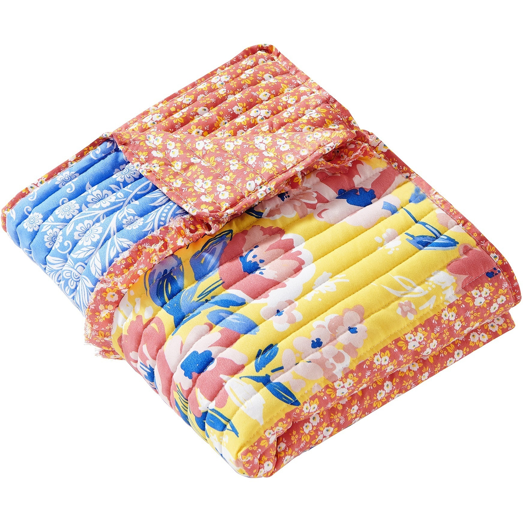 Lio 60 x 50 Quilted Ruffled Throw Blanket, Polyester Fill, Multicolor