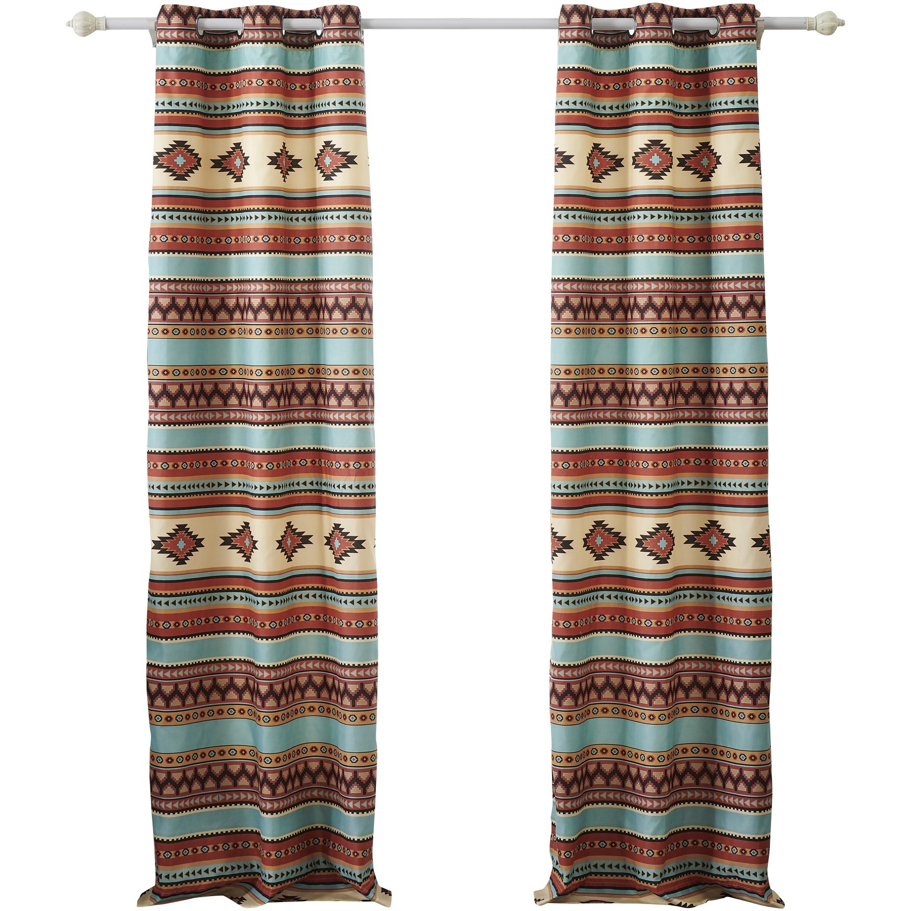 Tagus 84 Inch Window Curtains, Southwest Motifs, Grommets, Microfiber