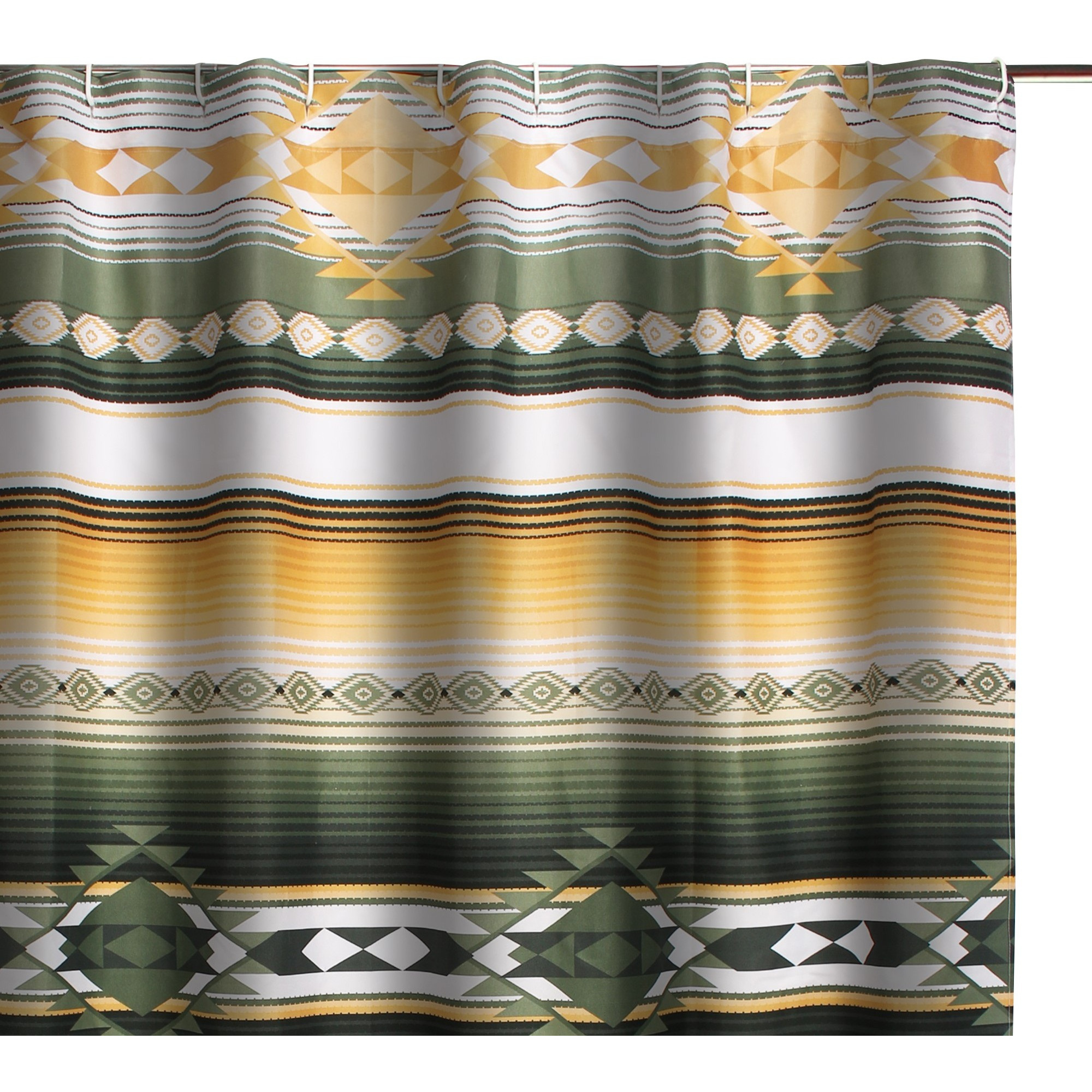 Jashua 72 Inch Shower Curtain, Southwest Style Yellow Stripes, Button Holes