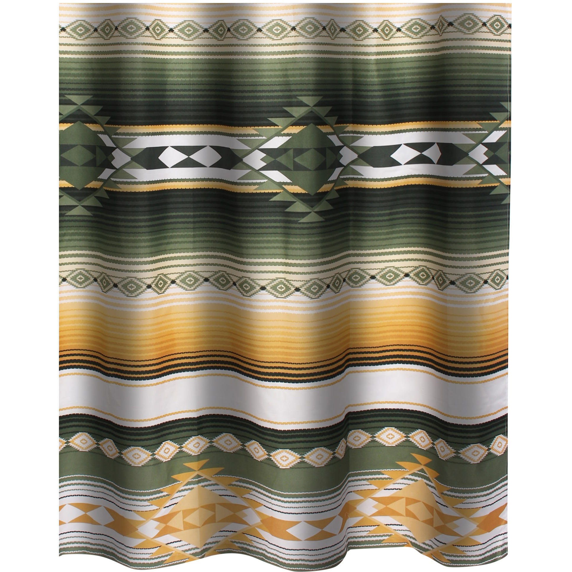 Jashua 72 Inch Shower Curtain, Southwest Style Yellow Stripes, Button Holes