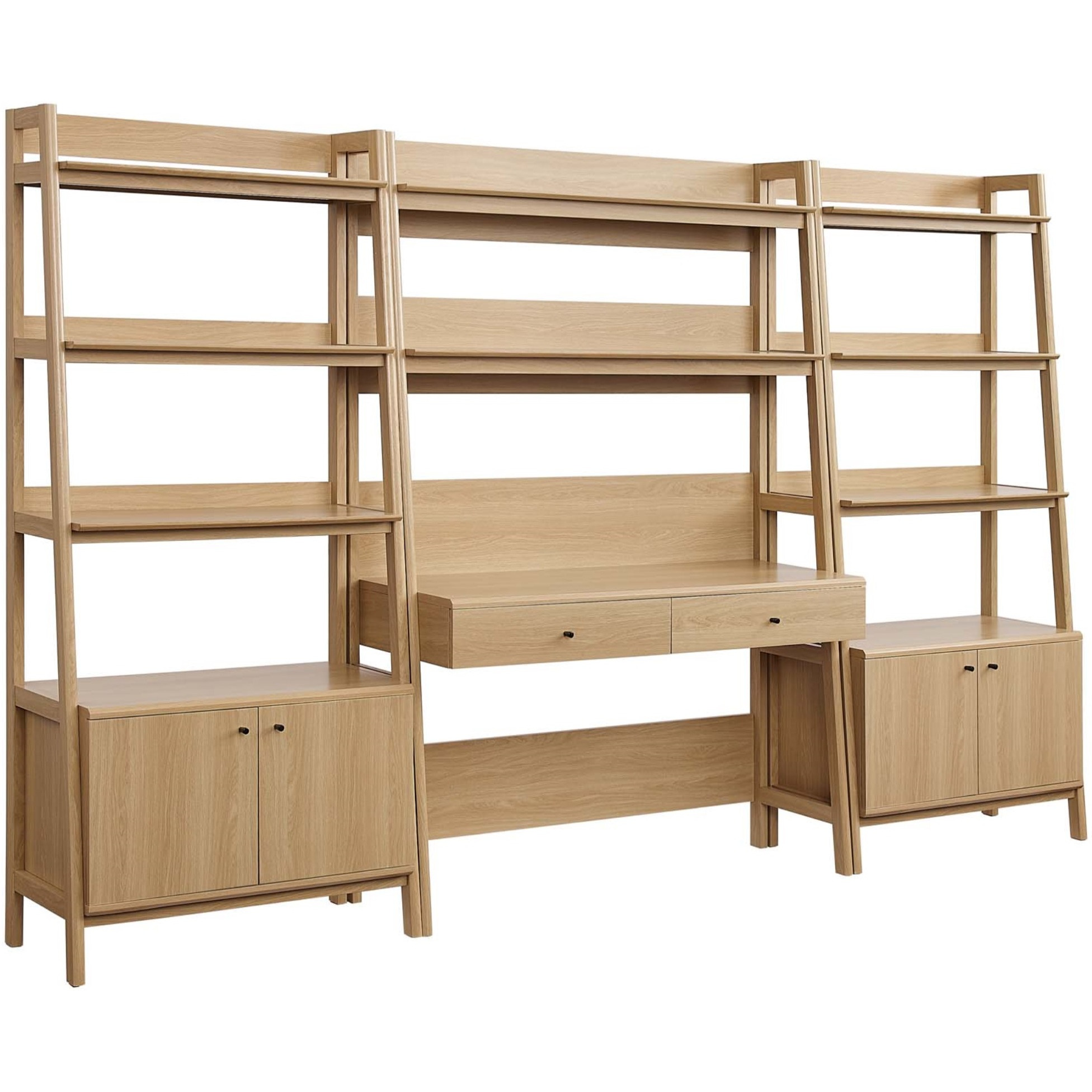 Bixby 3-Piece Wood Office Desk and Bookshelf