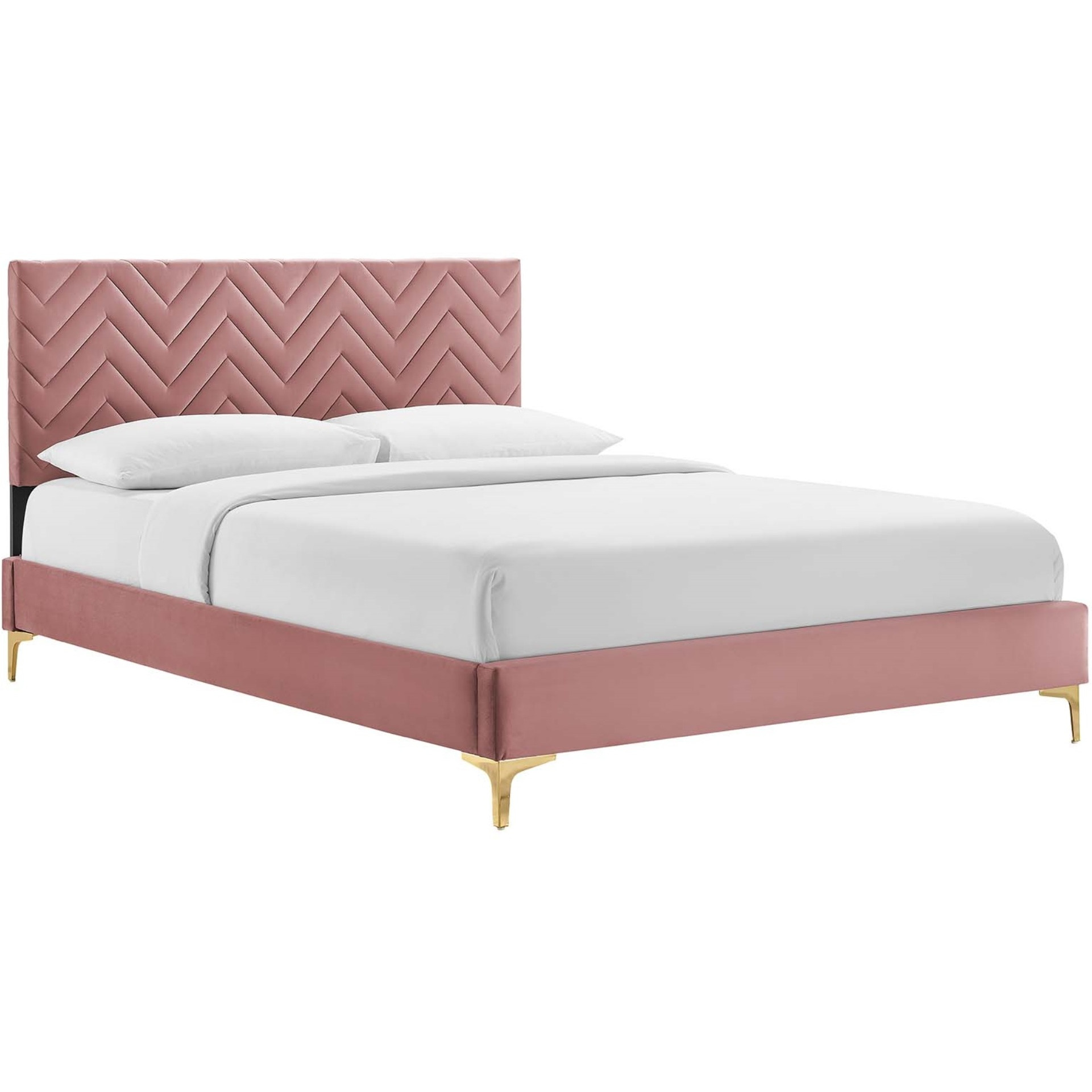 Leah Chevron Tufted Performance Velvet King Platform Bed