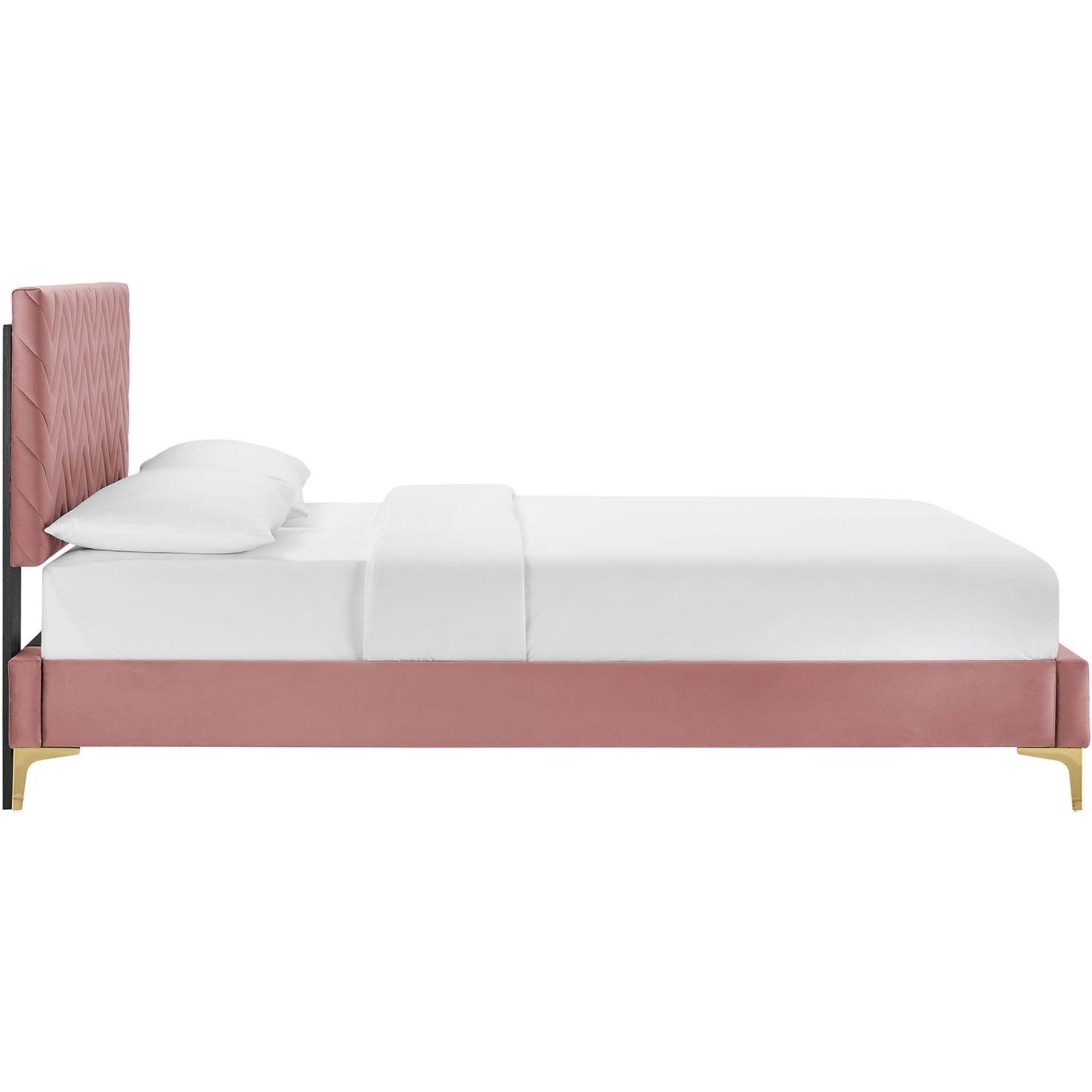 Leah Chevron Tufted Performance Velvet King Platform Bed