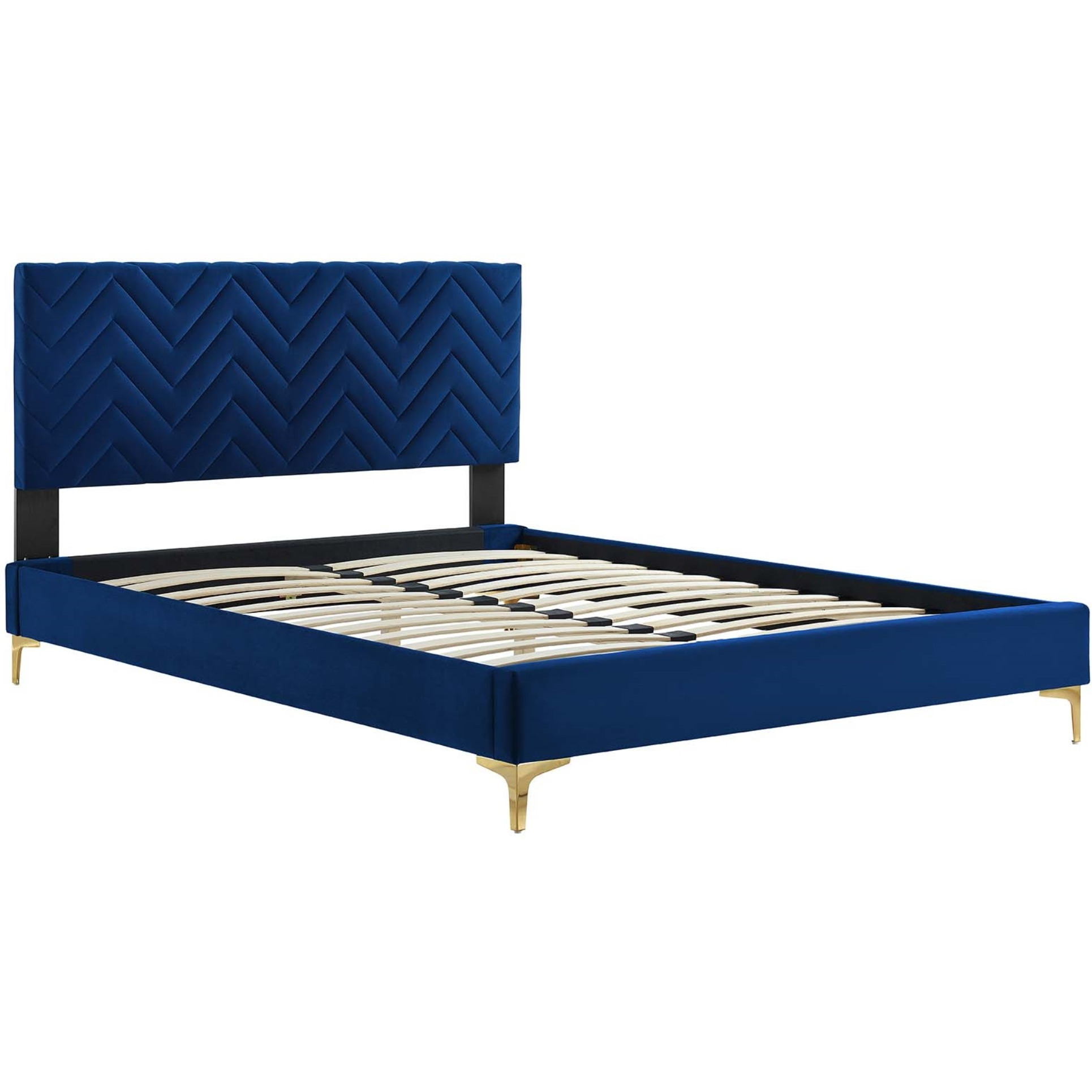 Leah Chevron Tufted Performance Velvet Queen Platform Bed
