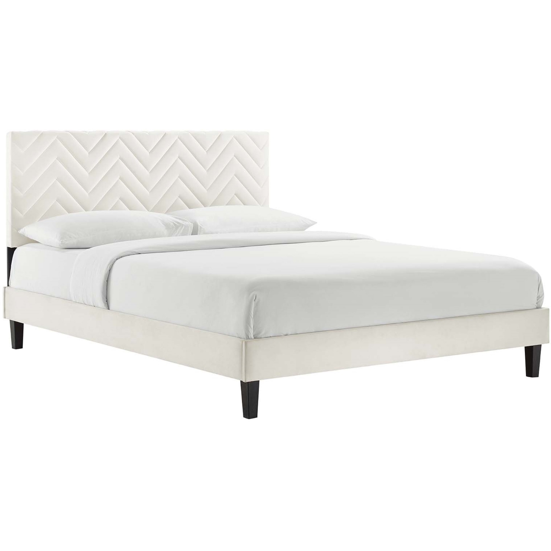 Leah Chevron Tufted Performance Velvet Full Platform Bed