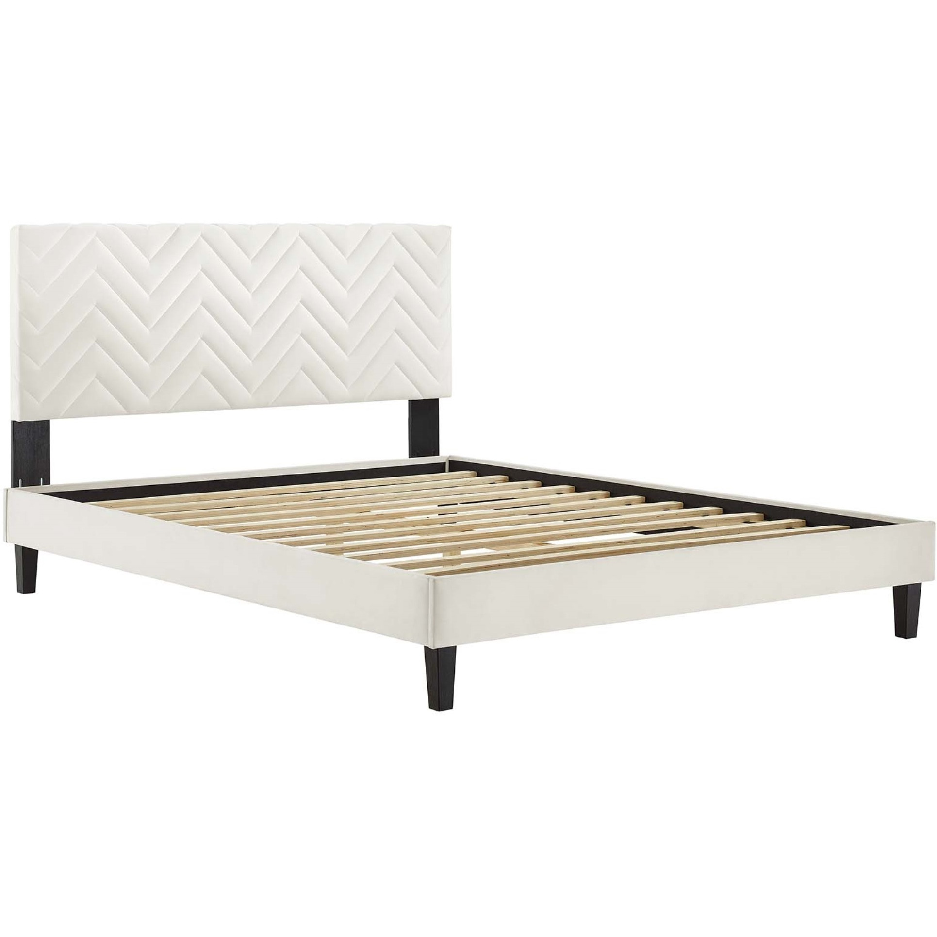 Leah Chevron Tufted Performance Velvet Full Platform Bed