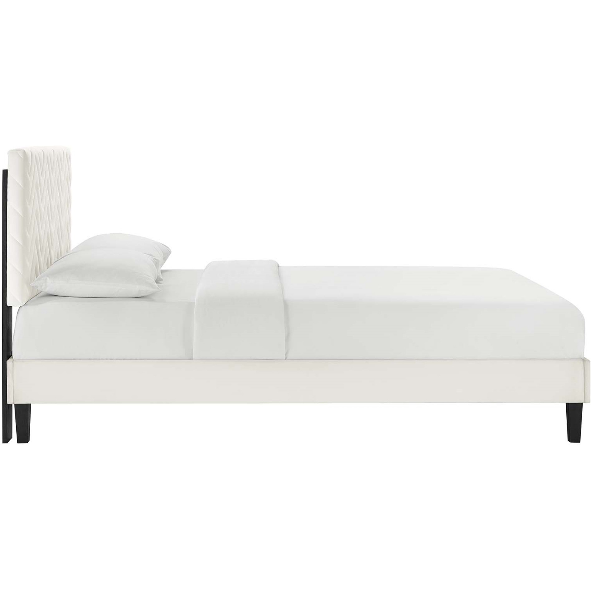 Leah Chevron Tufted Performance Velvet Full Platform Bed