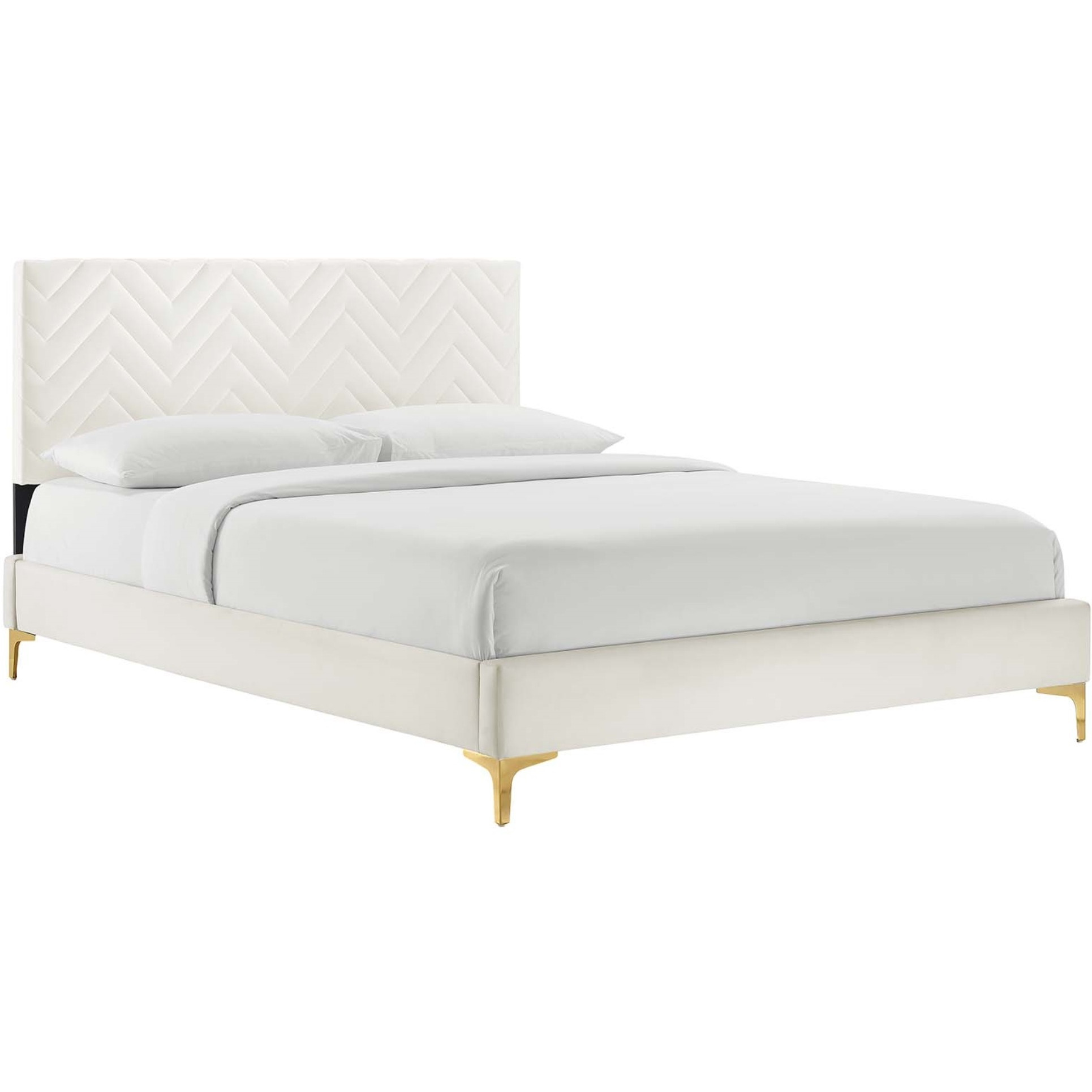 Leah Chevron Tufted Performance Velvet Queen Platform Bed