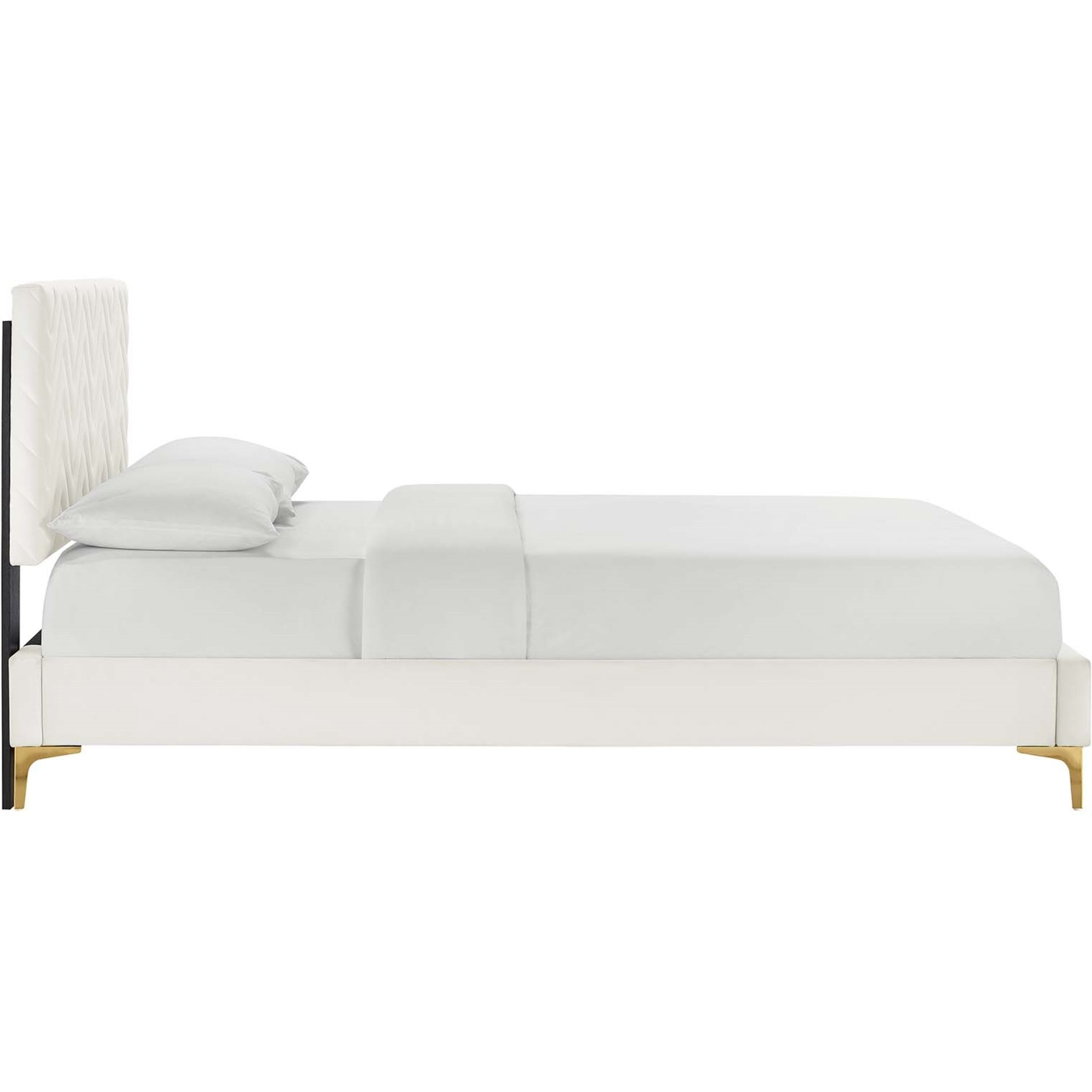 Leah Chevron Tufted Performance Velvet Queen Platform Bed