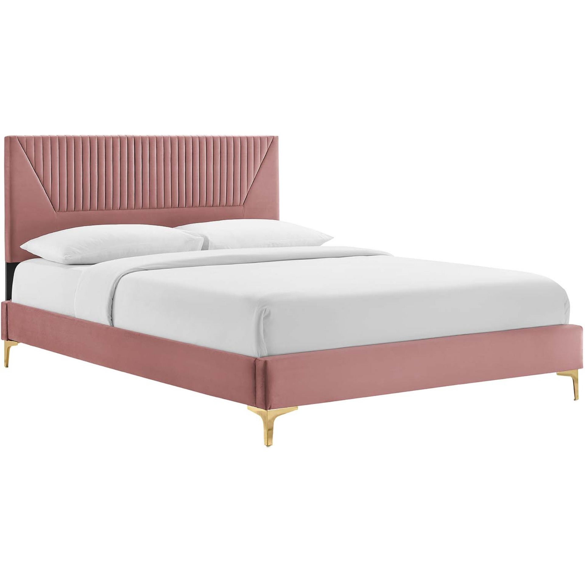 Yasmine Channel Tufted Performance Velvet King Platform Bed