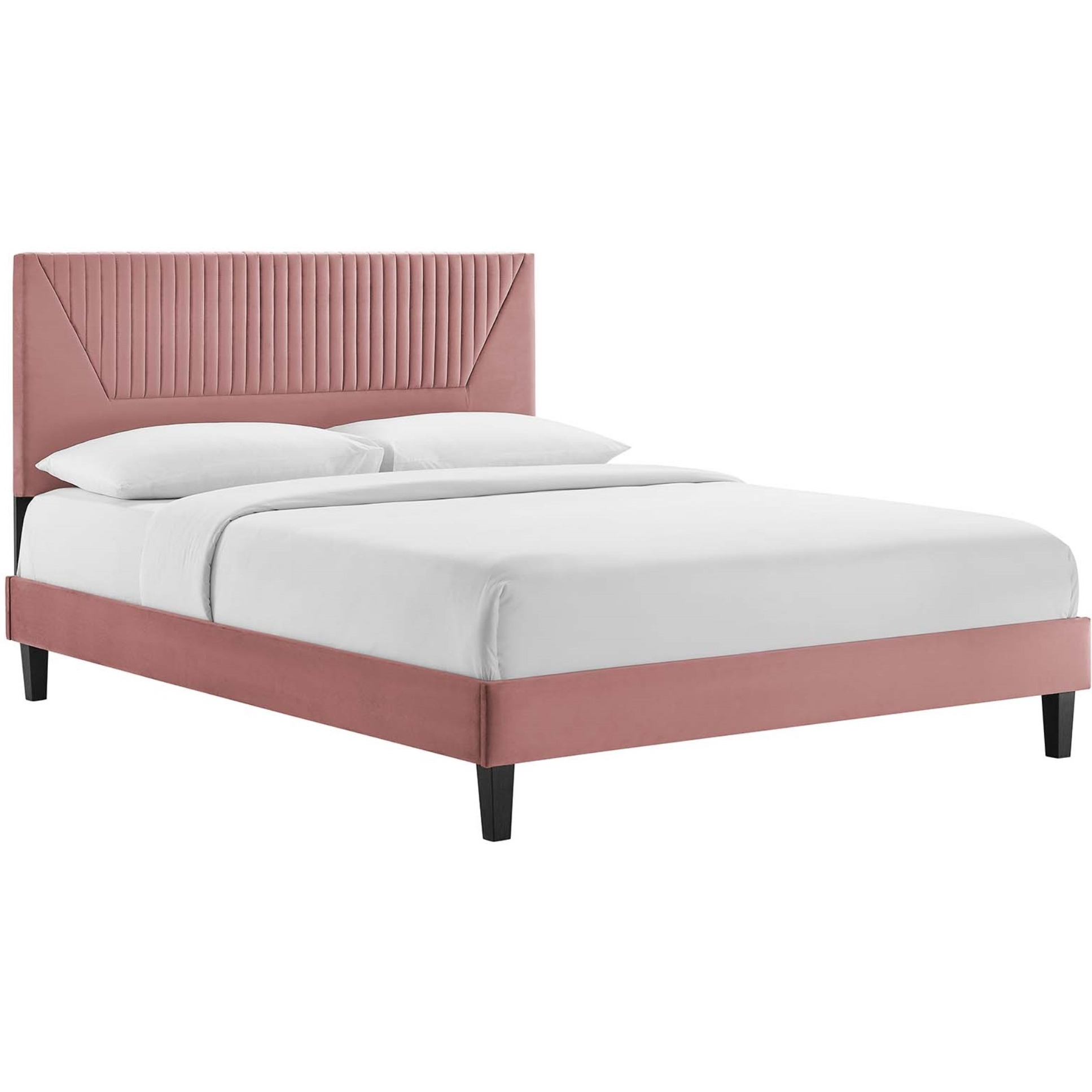 Yasmine Channel Tufted Performance Velvet King Platform Bed