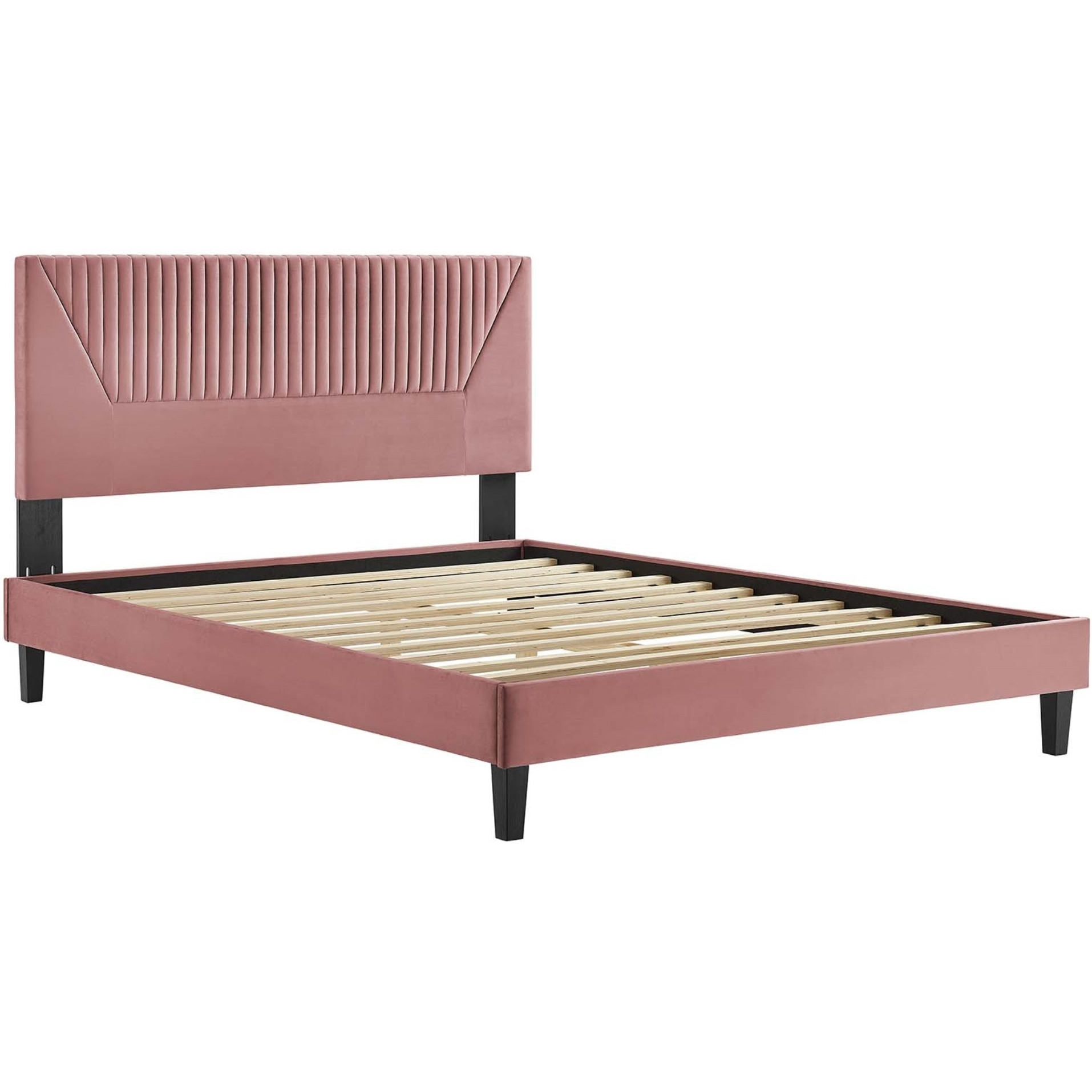 Yasmine Channel Tufted Performance Velvet King Platform Bed