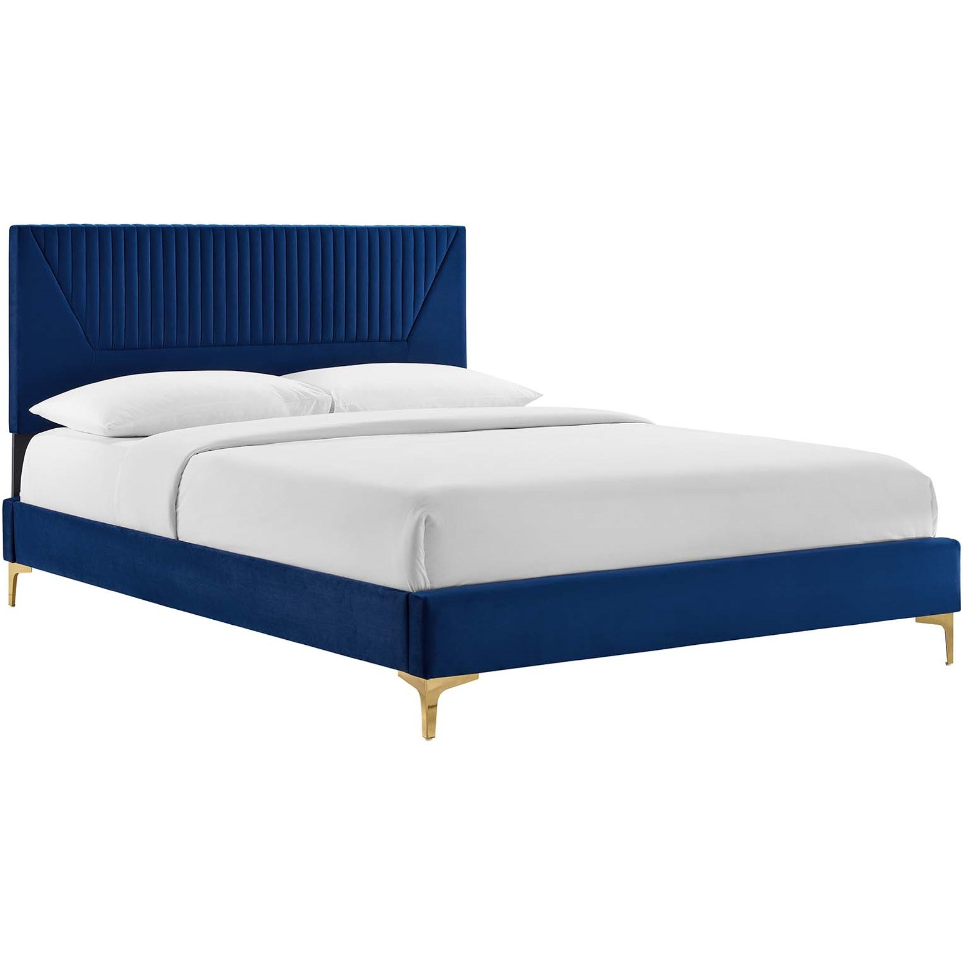 Yasmine Channel Tufted Performance Velvet Twin Platform Bed