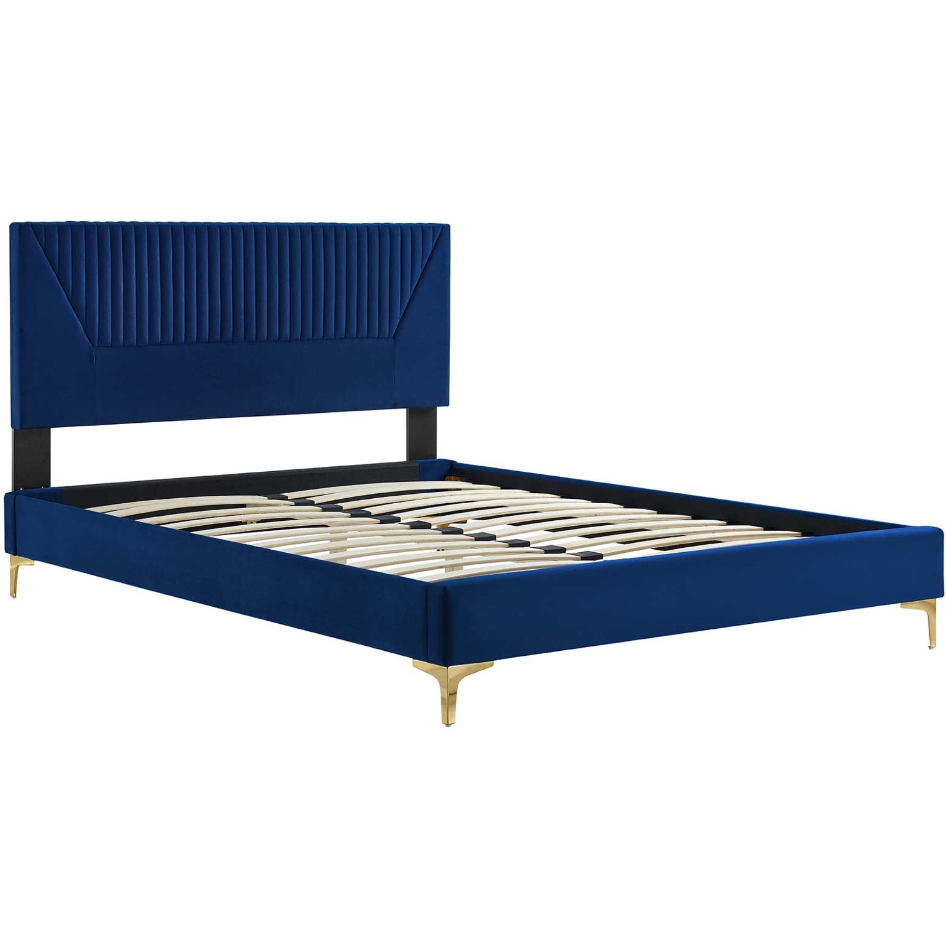 Yasmine Channel Tufted Performance Velvet Twin Platform Bed