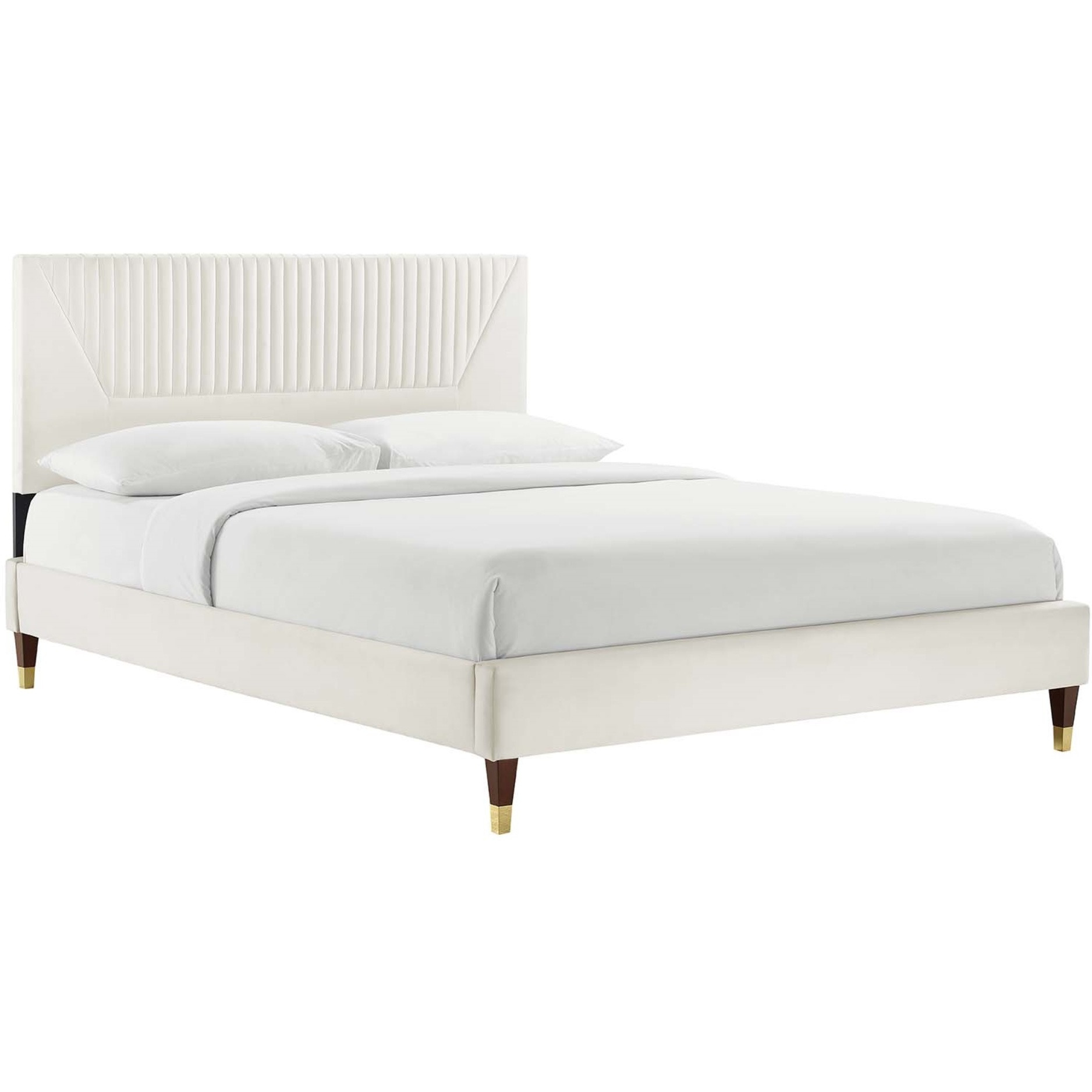 Yasmine Channel Tufted Performance Velvet King Platform Bed