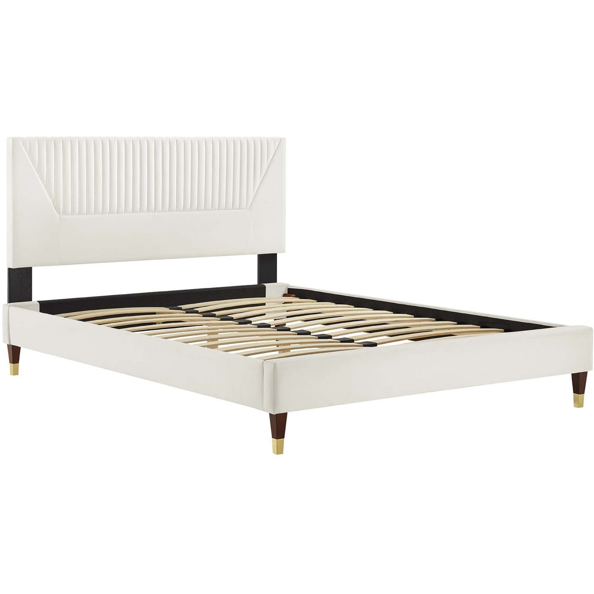 Yasmine Channel Tufted Performance Velvet King Platform Bed
