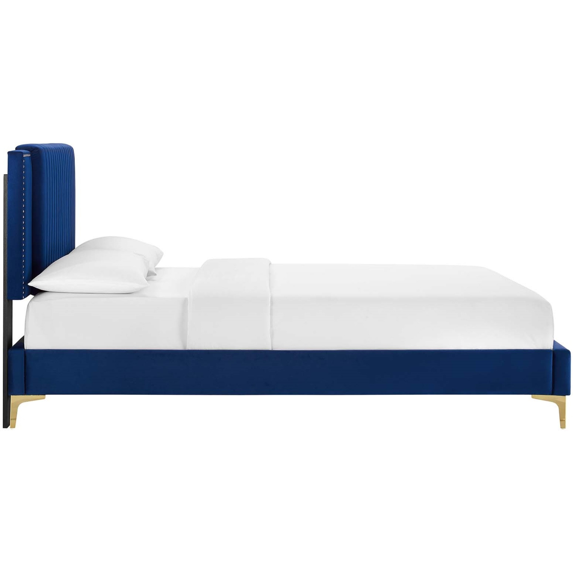 Zahra Channel Tufted Performance Velvet Twin Platform Bed