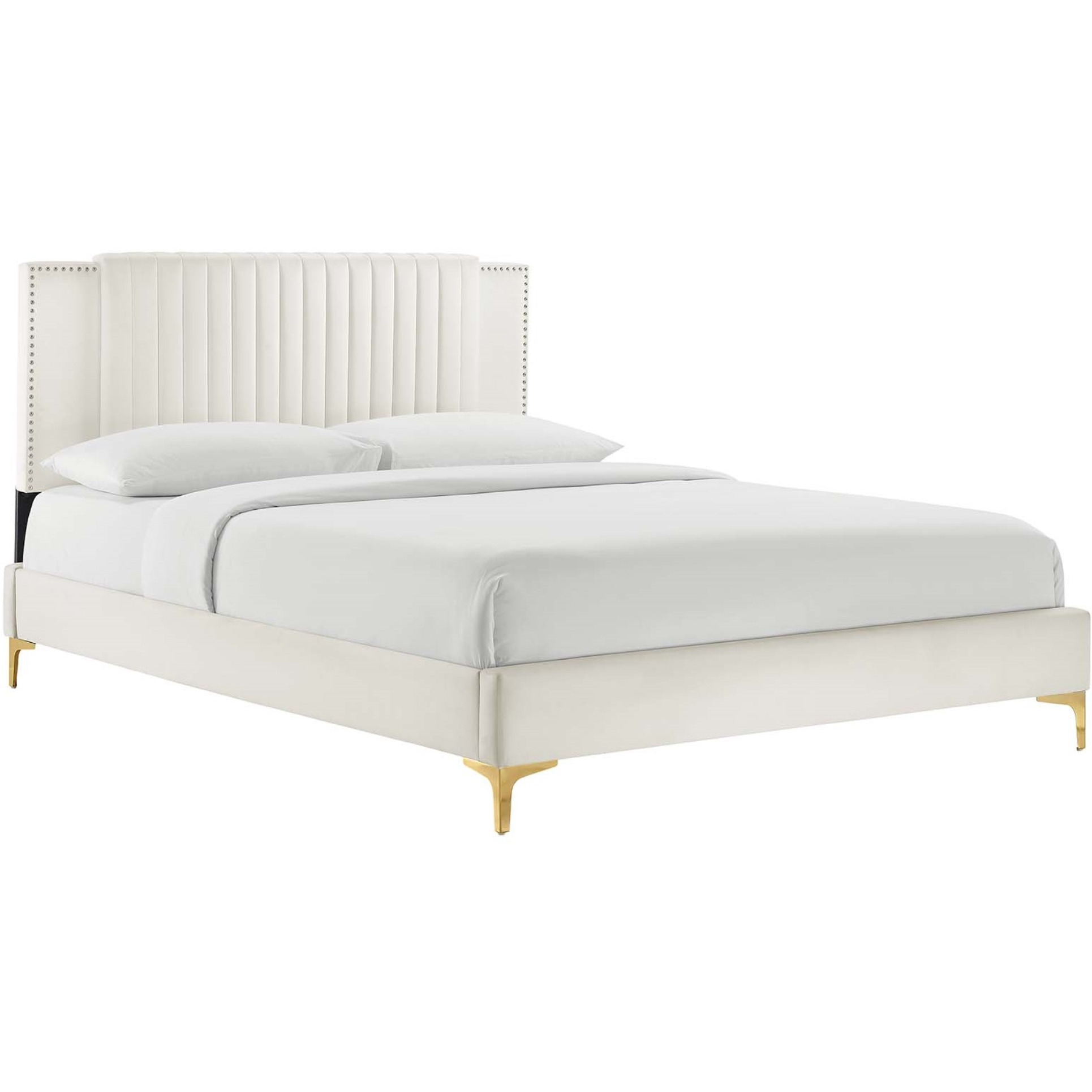 Zahra Channel Tufted Performance Velvet Queen Platform Bed