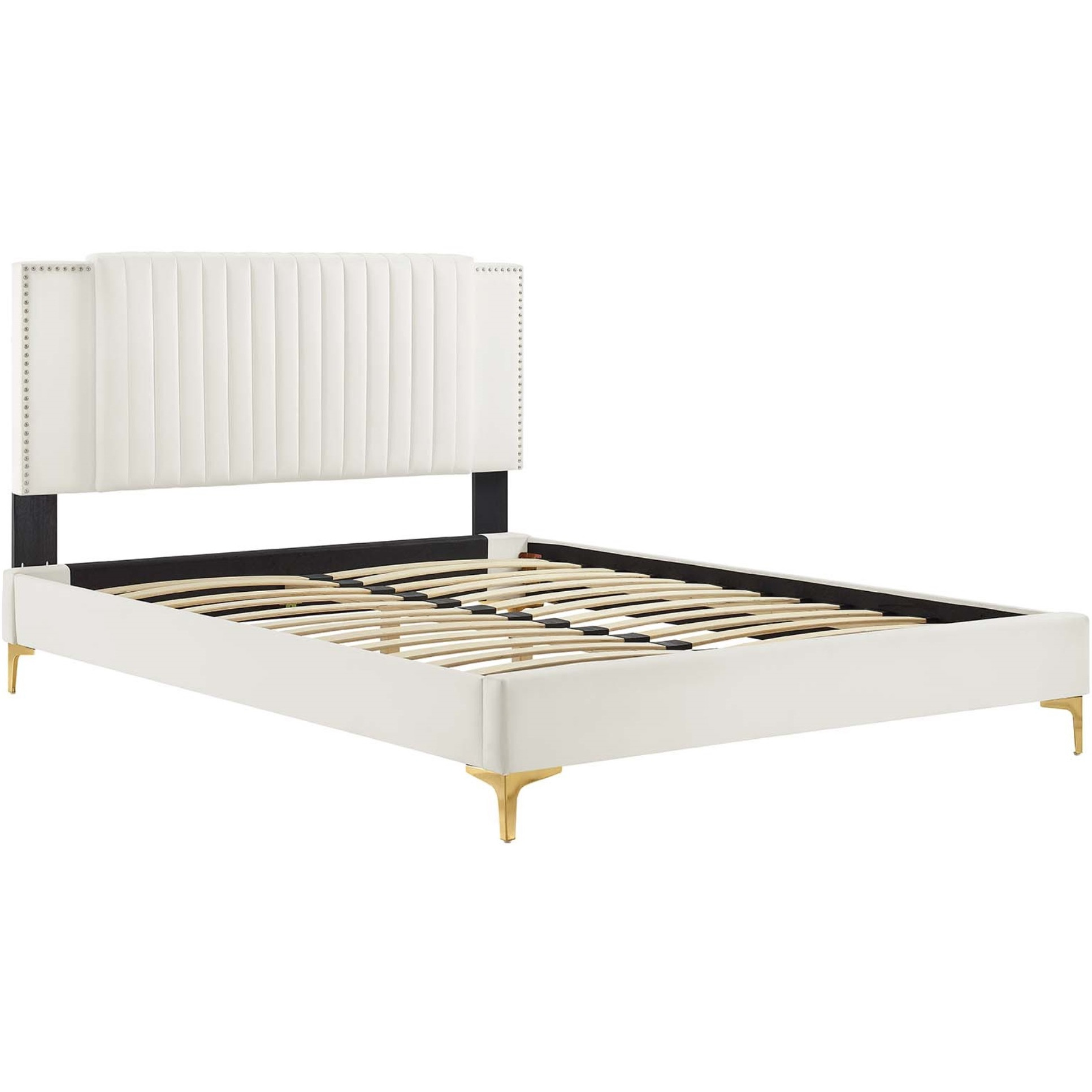 Zahra Channel Tufted Performance Velvet Queen Platform Bed