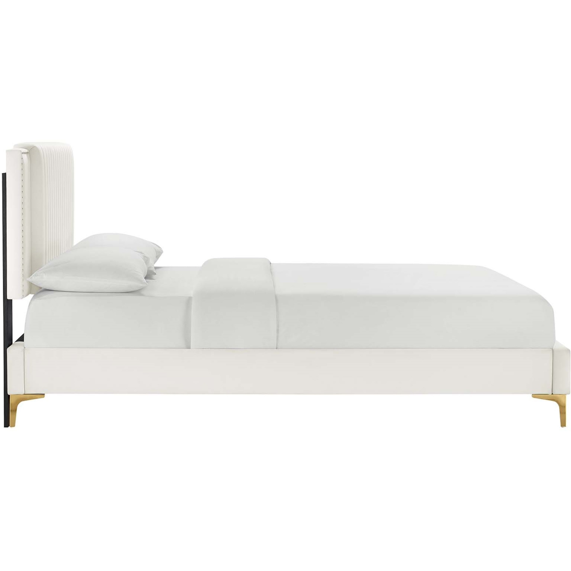 Zahra Channel Tufted Performance Velvet Queen Platform Bed