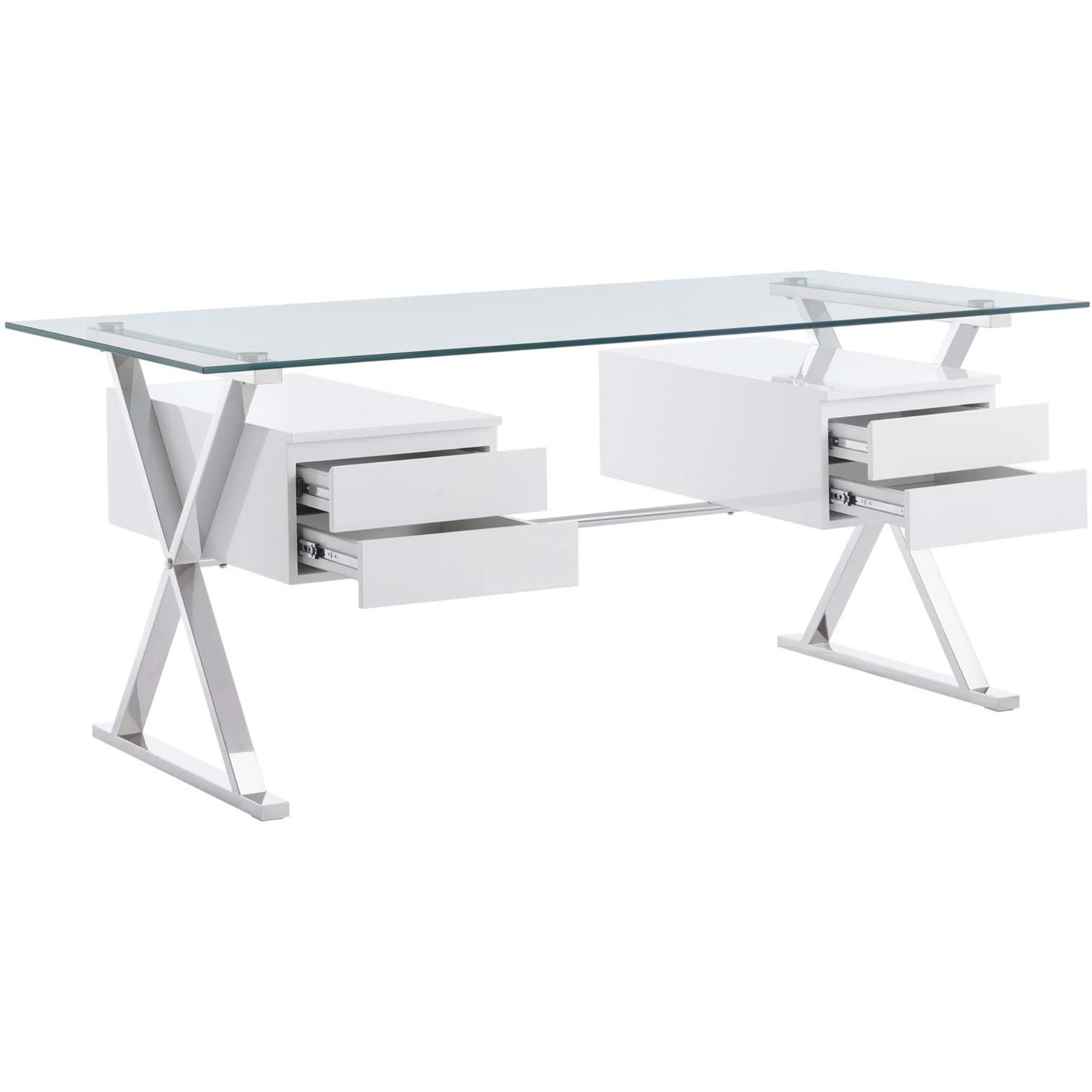 Sector 71" Glass Top Glass Office Desk