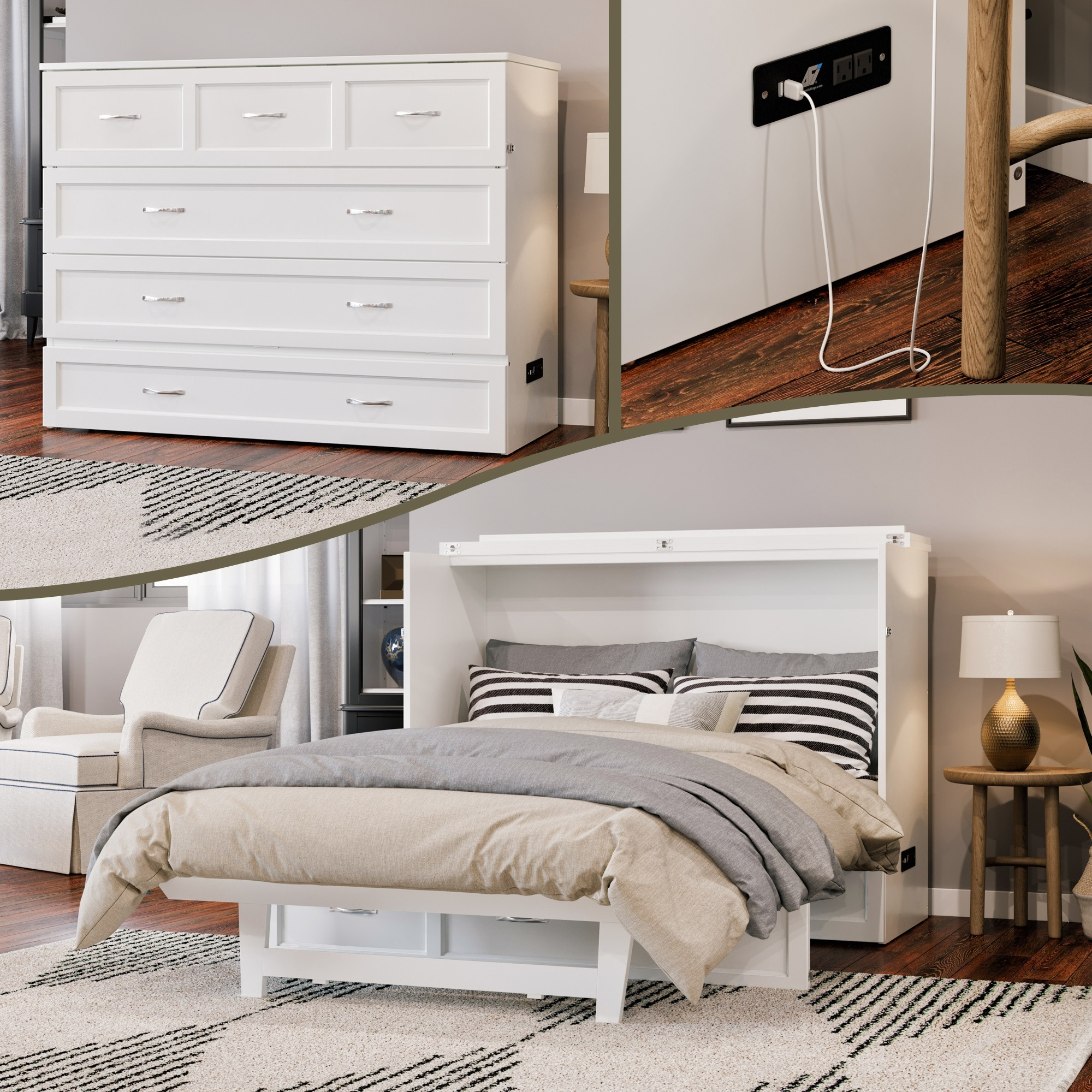 Northfield Murphy Bed Chest, Full, White