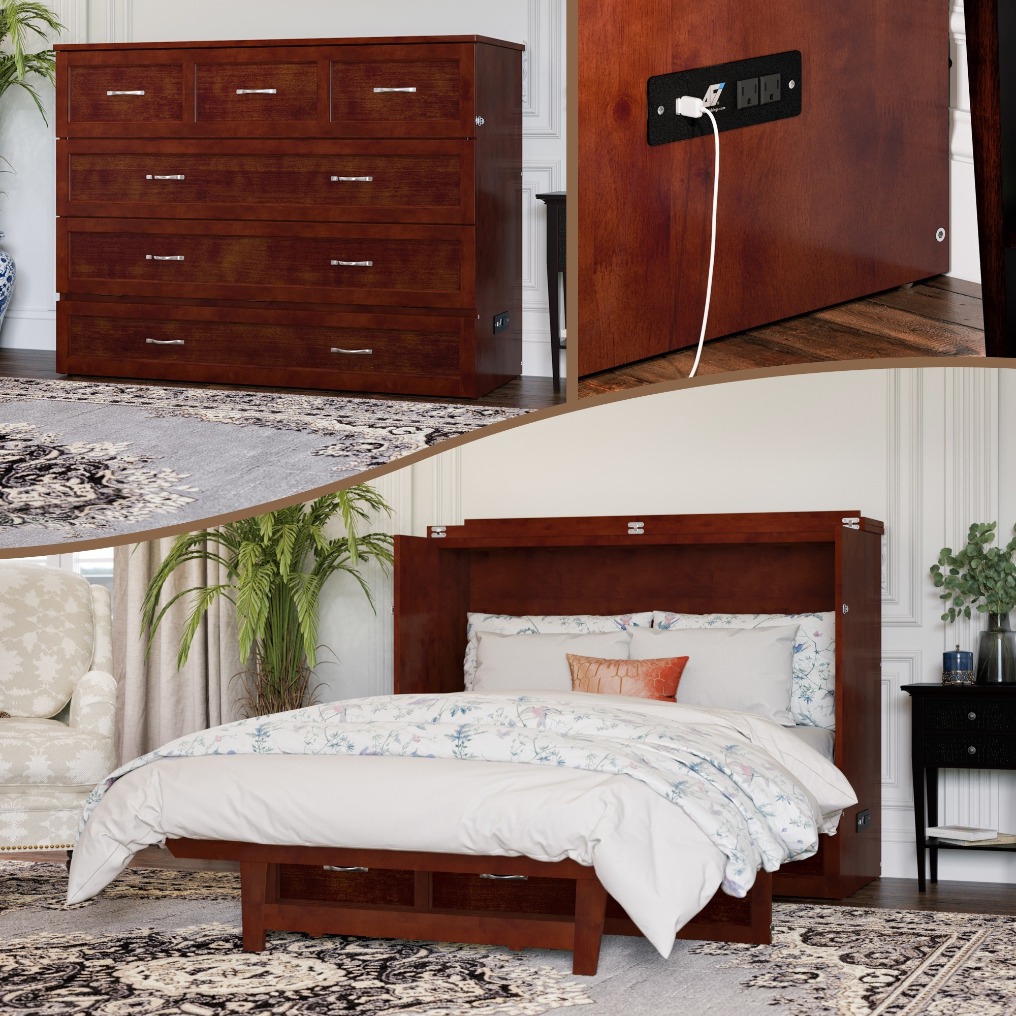 Northfield Murphy Bed Chest, Full, Walnut