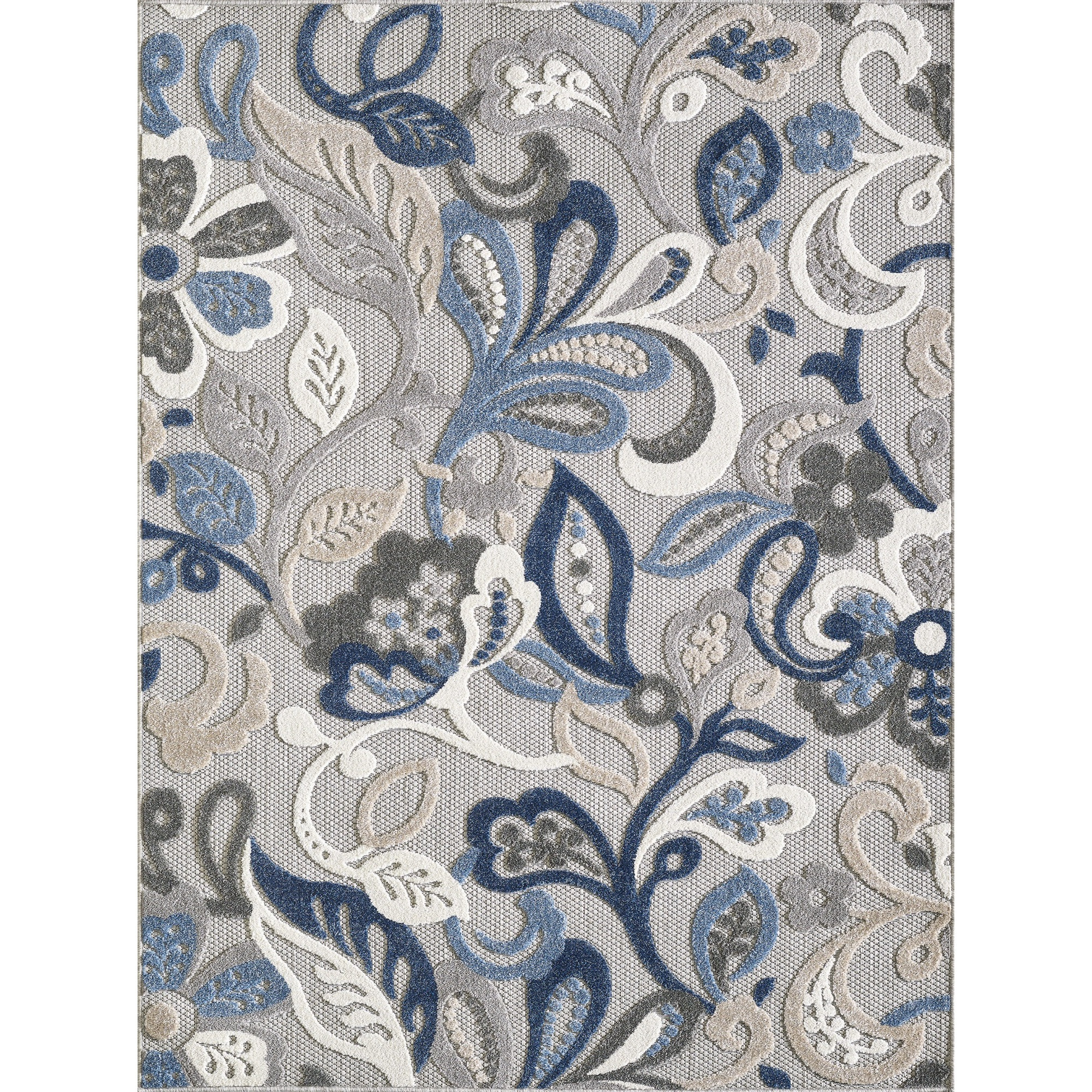 Calla 6922 Grey/Blue Leila Area Rug, Size - 5'3" x 7'