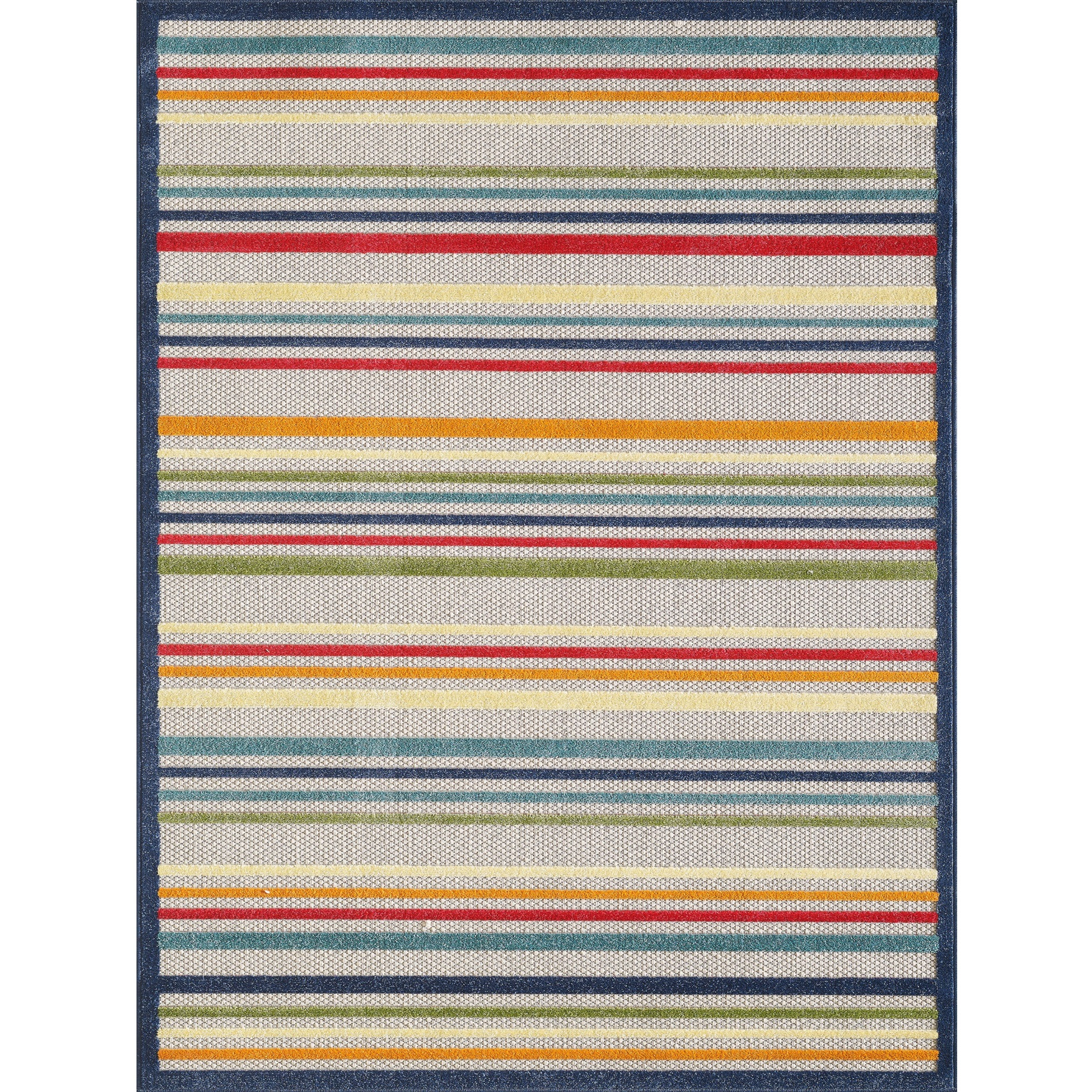 Calla 6927 Ivory/Multi Stripes Area Rug, Size - 3'3" x 4'11"