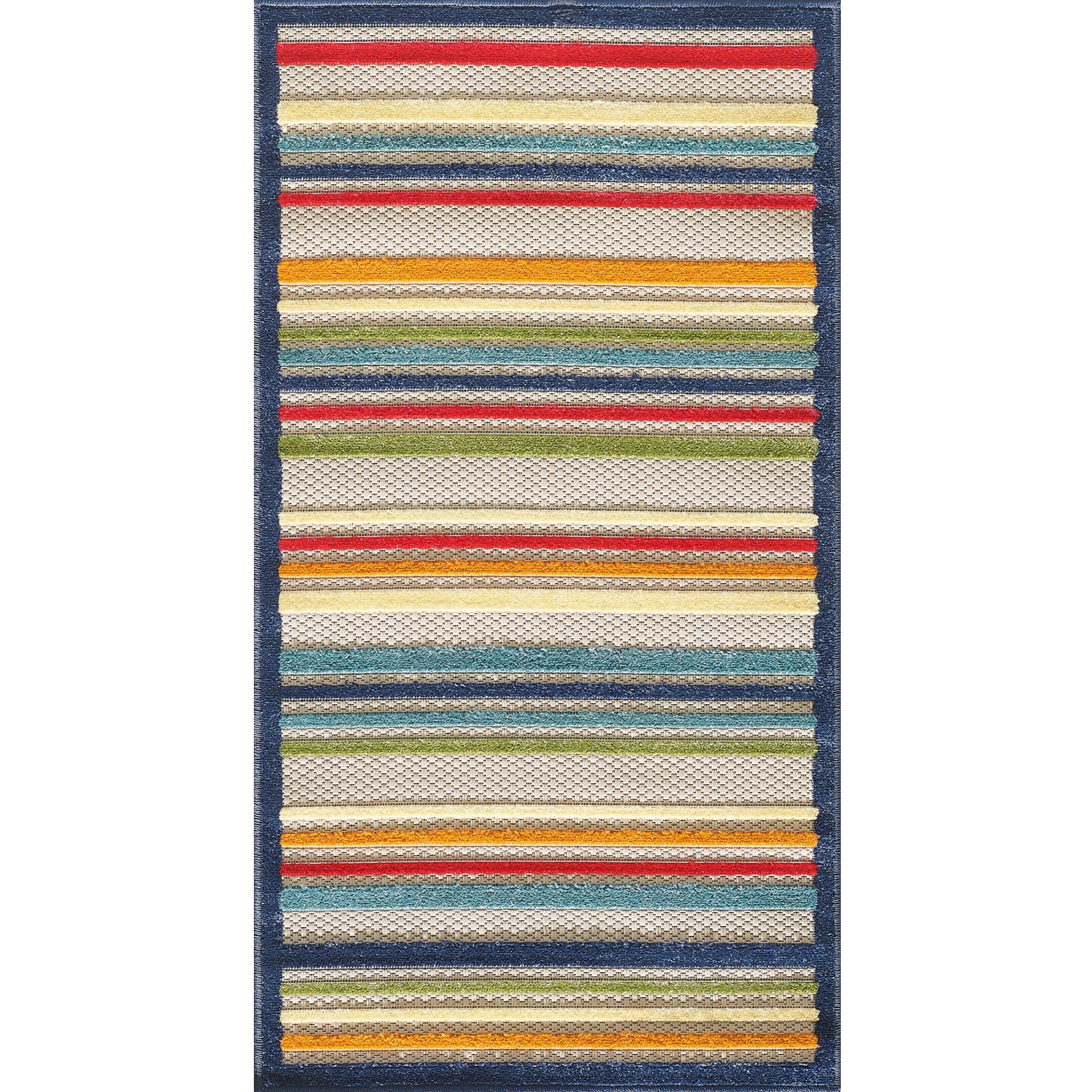 Calla 6927 Ivory/Multi Stripes Area Rug, Size - 3'3" x 4'11"
