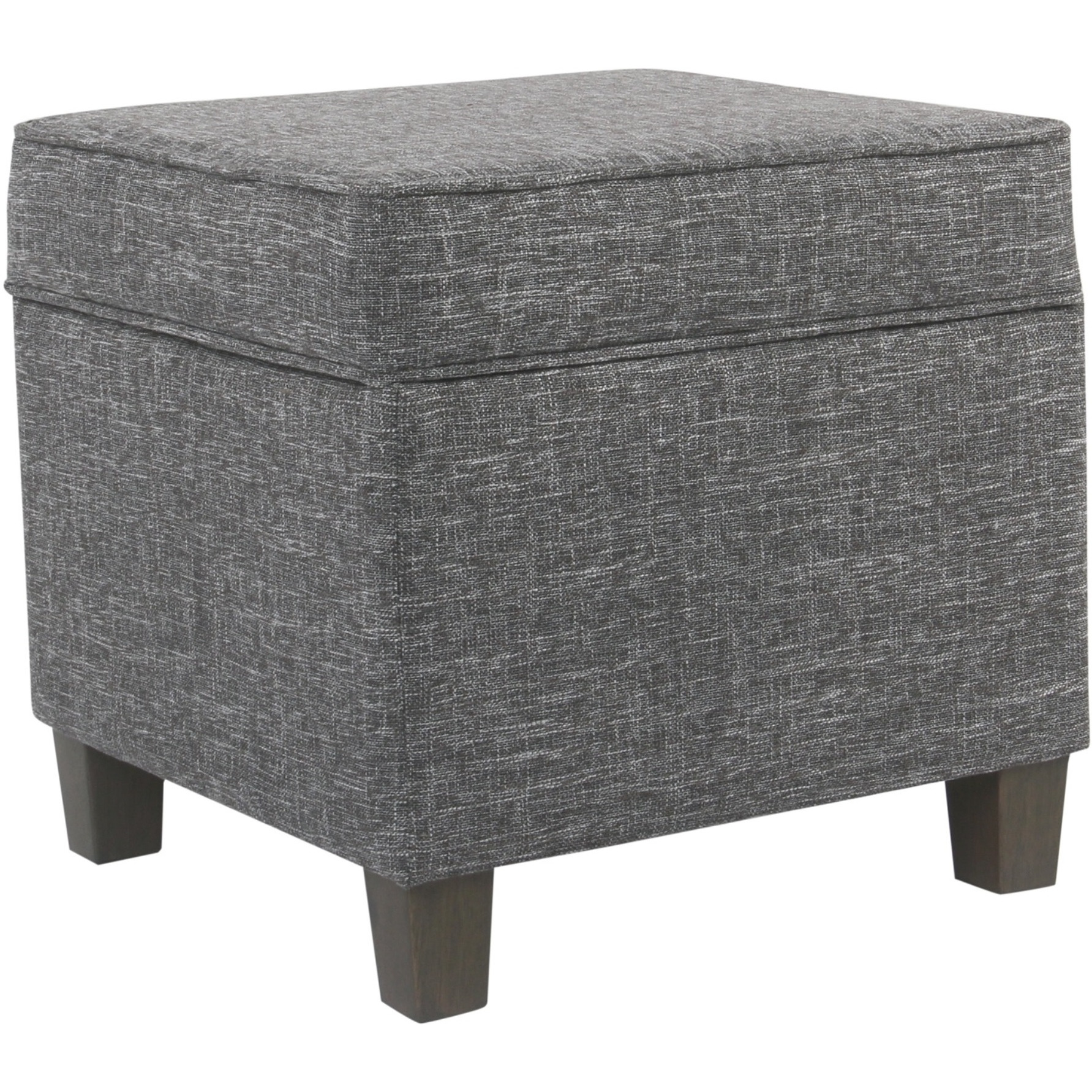 Textured Fabric Upholstered Wooden Ottoman with Lift Off Top, Gray and Brown