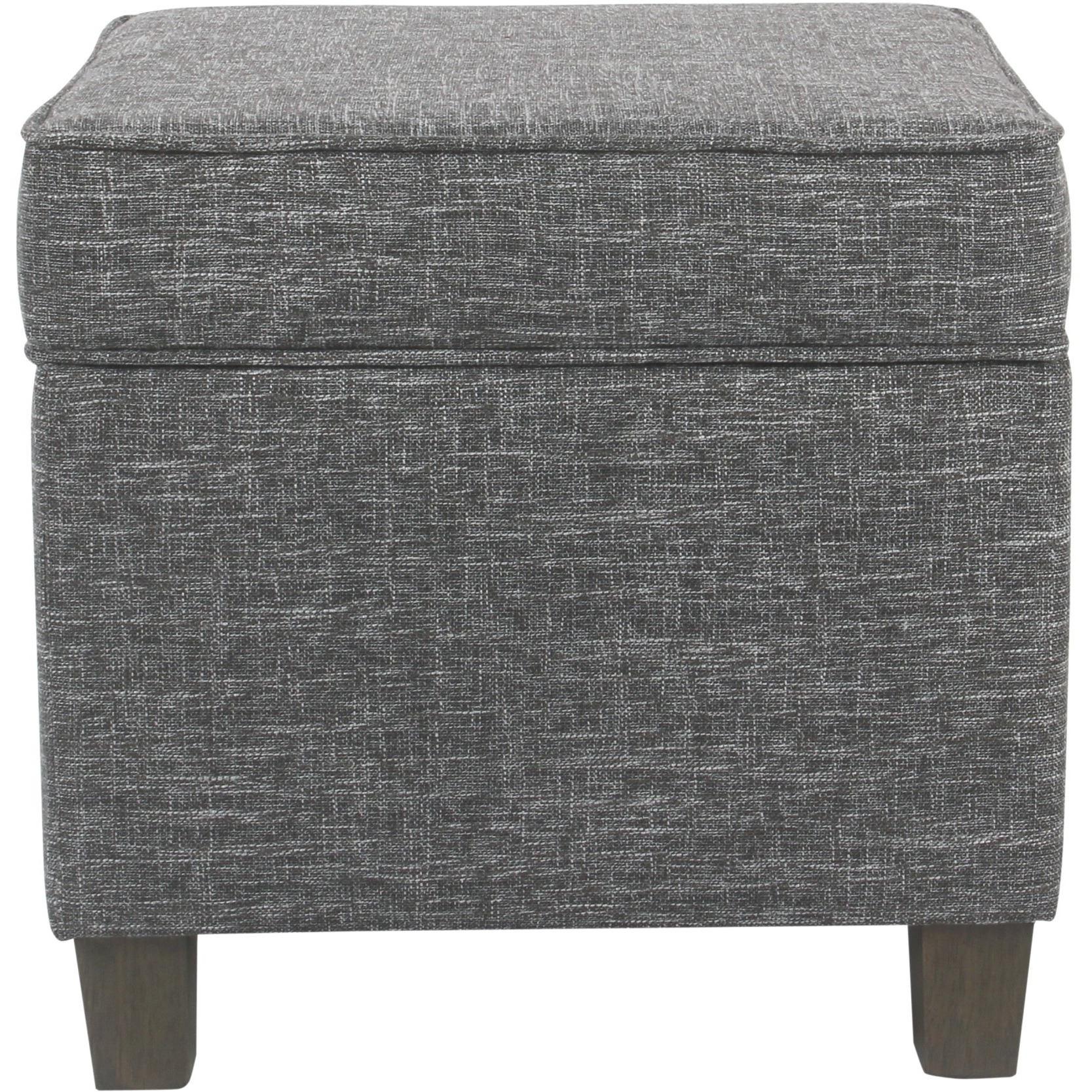 Textured Fabric Upholstered Wooden Ottoman with Lift Off Top, Gray and Brown