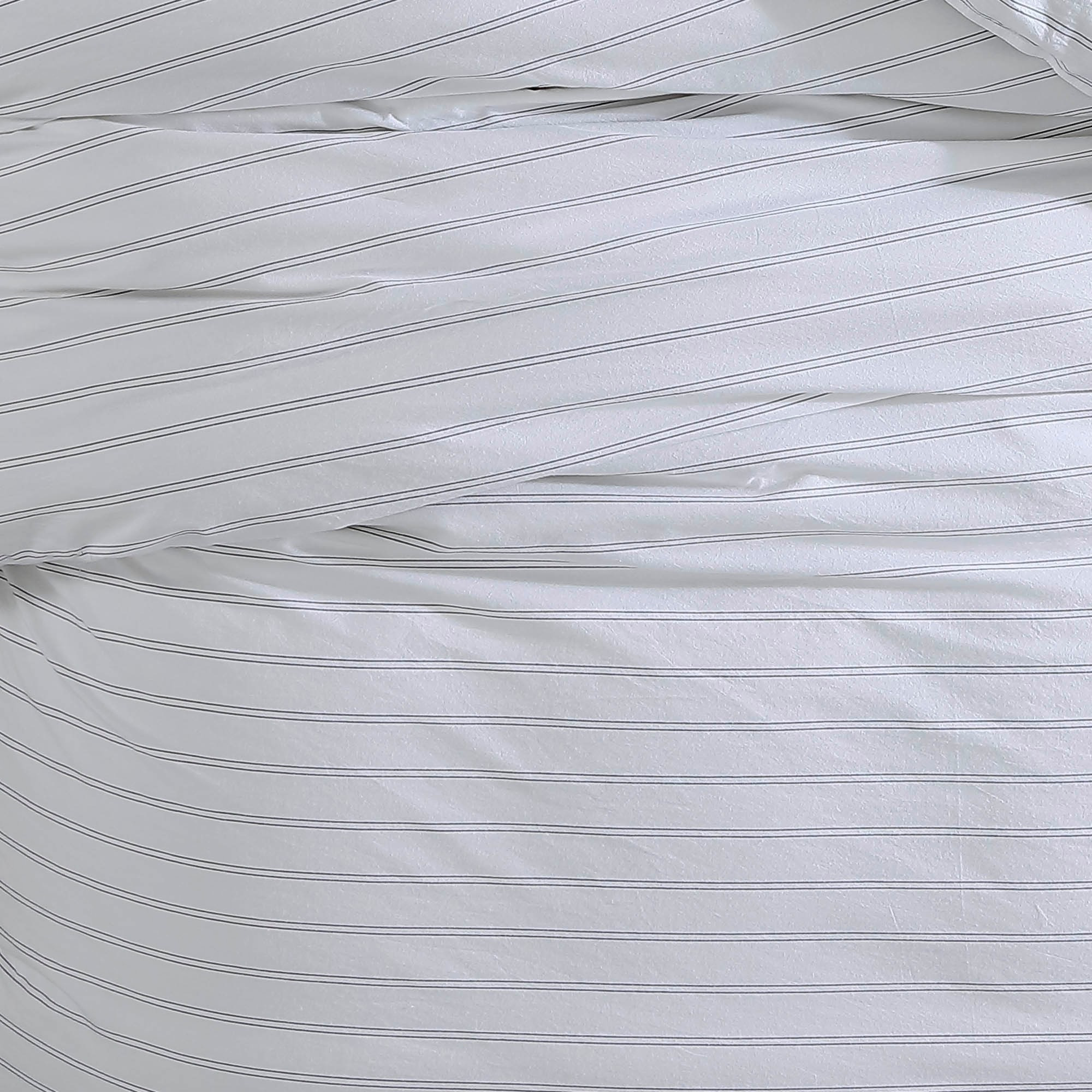 3 Piece King Comforter Set with Pinstripe Pattern, White and Black