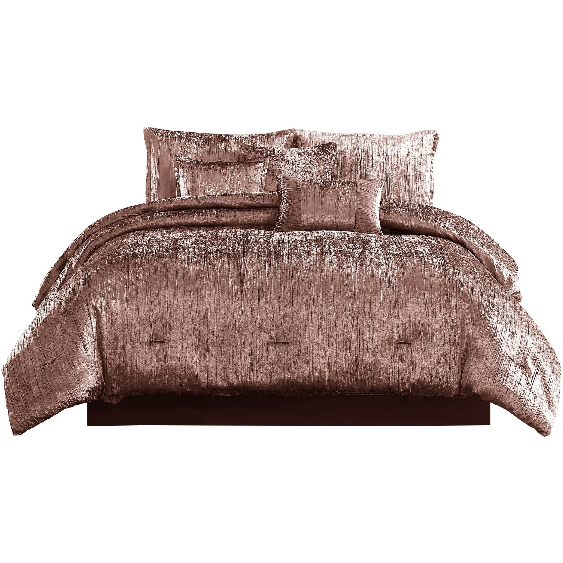 7 Piece King Comforter Set with Shimmering Appeal, Pink