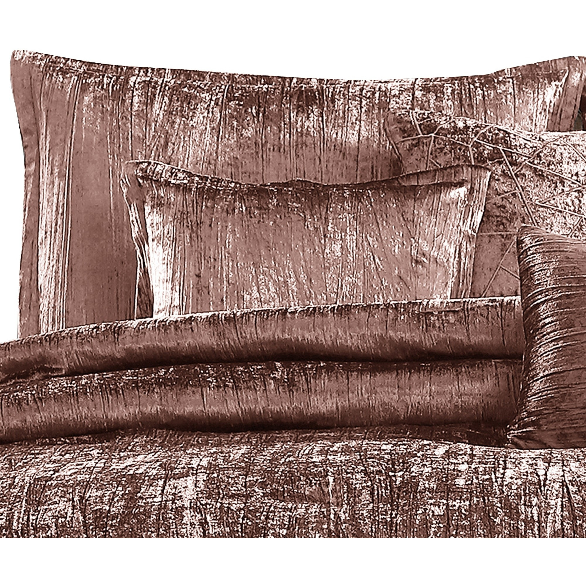 7 Piece King Comforter Set with Shimmering Appeal, Pink