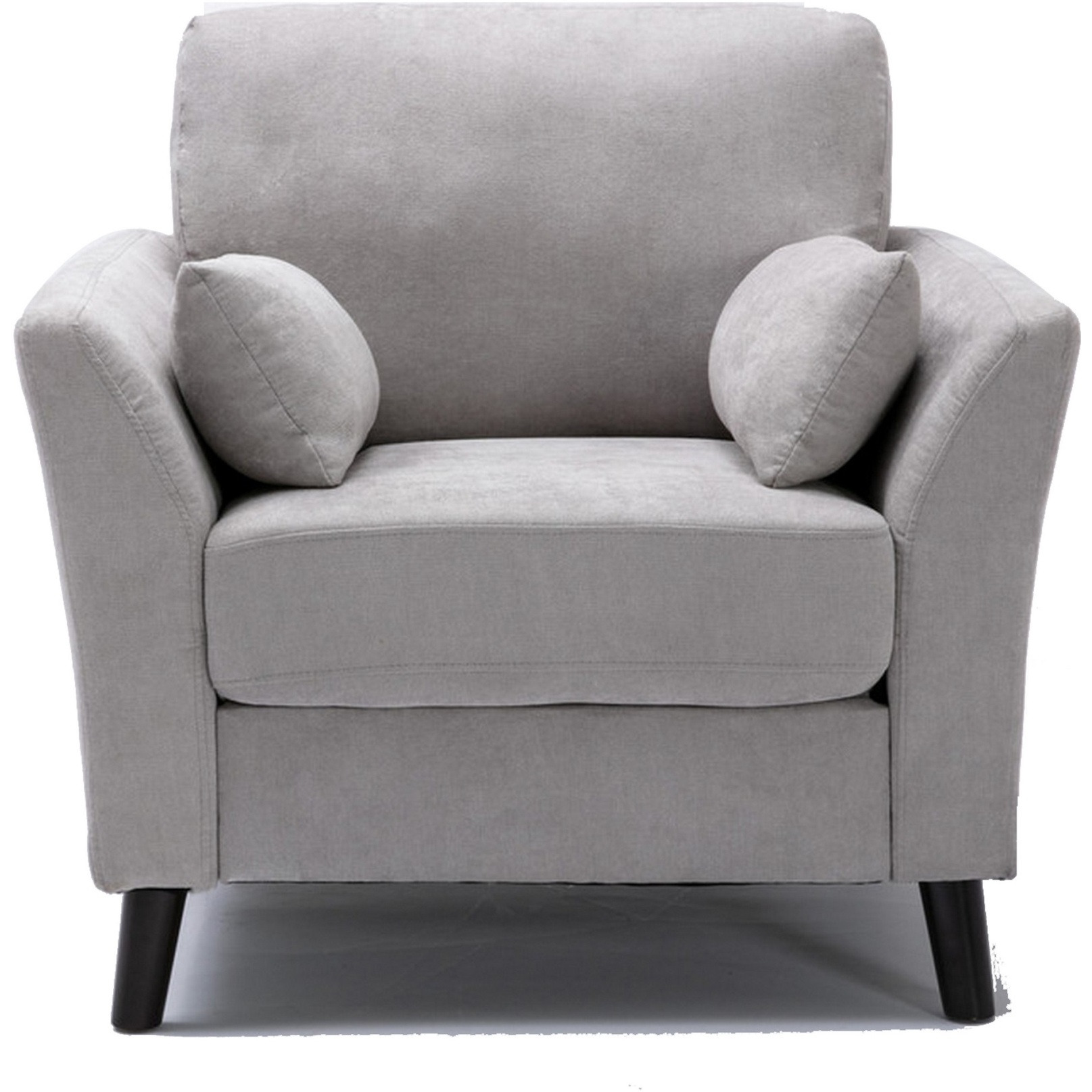 Otto 37 Inch Armchair, Pocket Coil Springs, 2 Throw Pillows, Gray Velvet