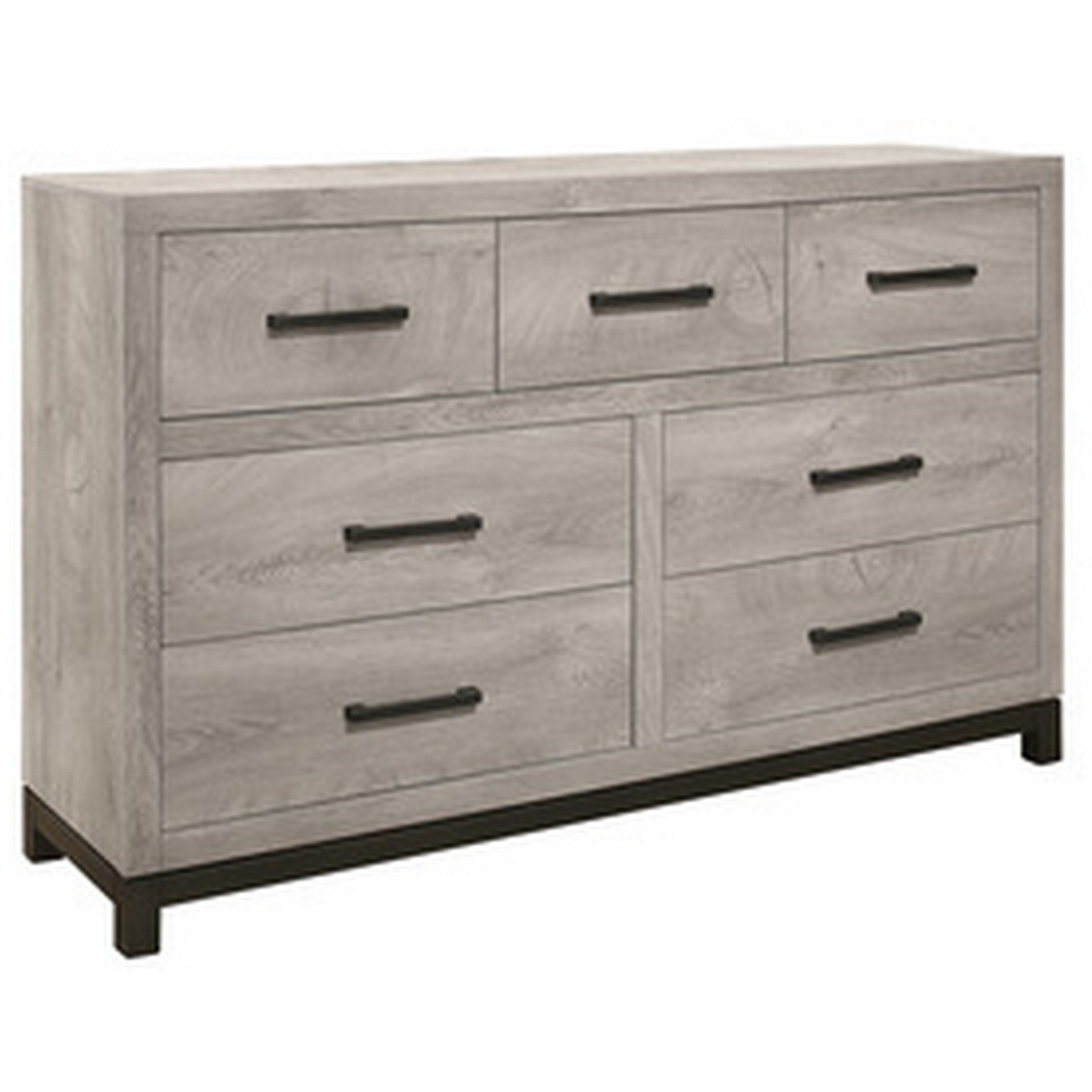 Deena 59 Inch 7 Drawer Wide Dresser, Metal Handles, Two Toned, Light Gray