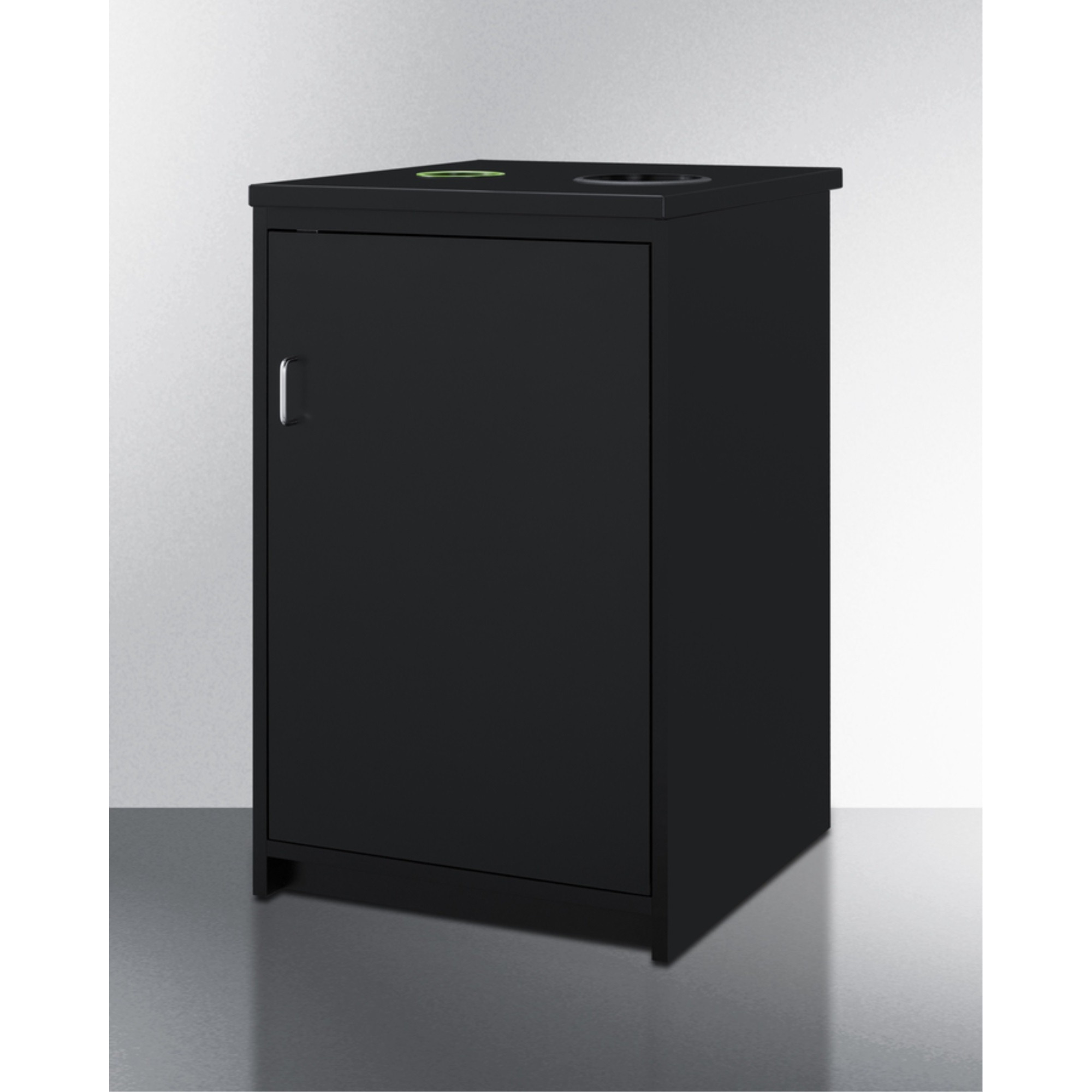 Trash cabinet with two bins included, ships fully assembled