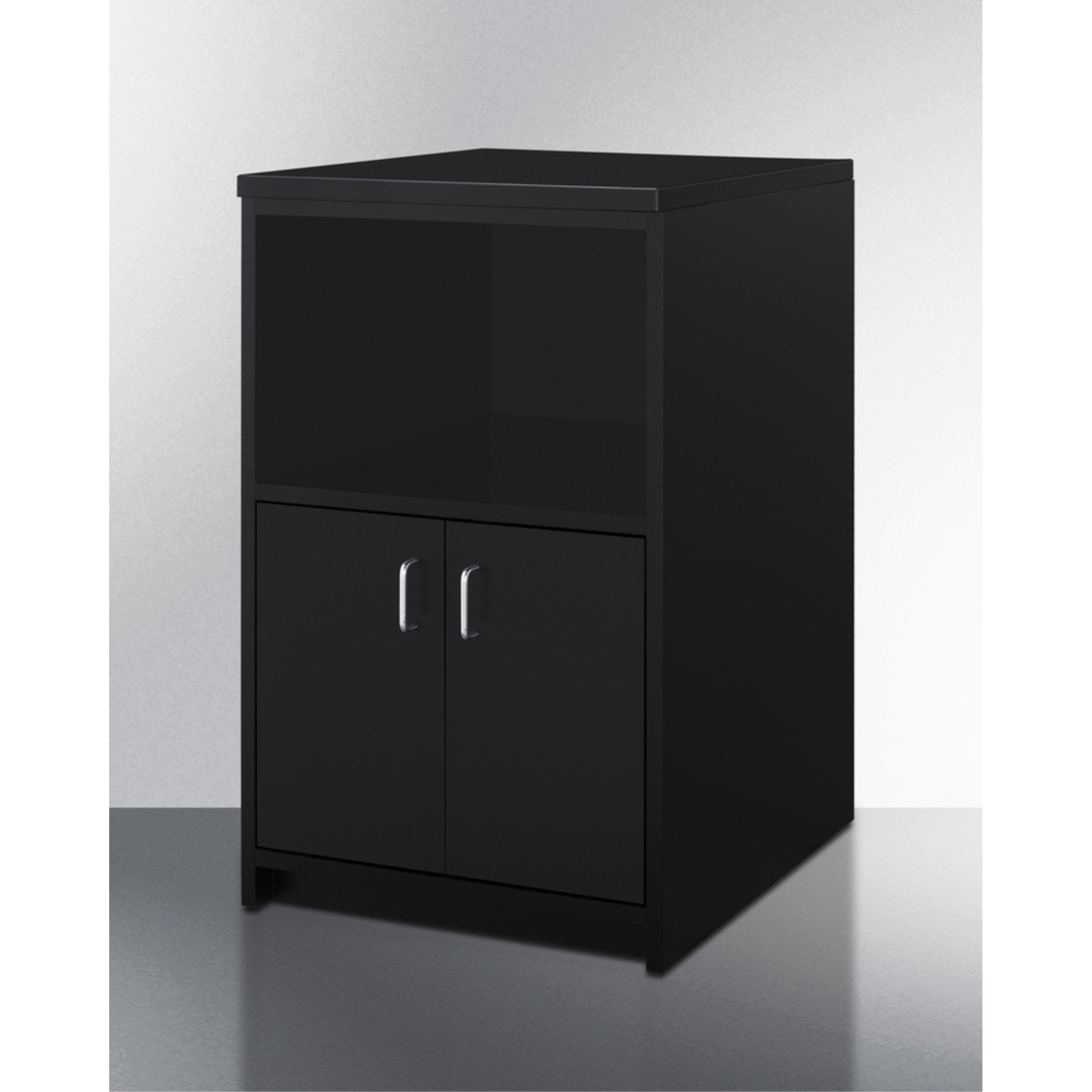 Storage cabinet with space for microwave, ships fully assembled