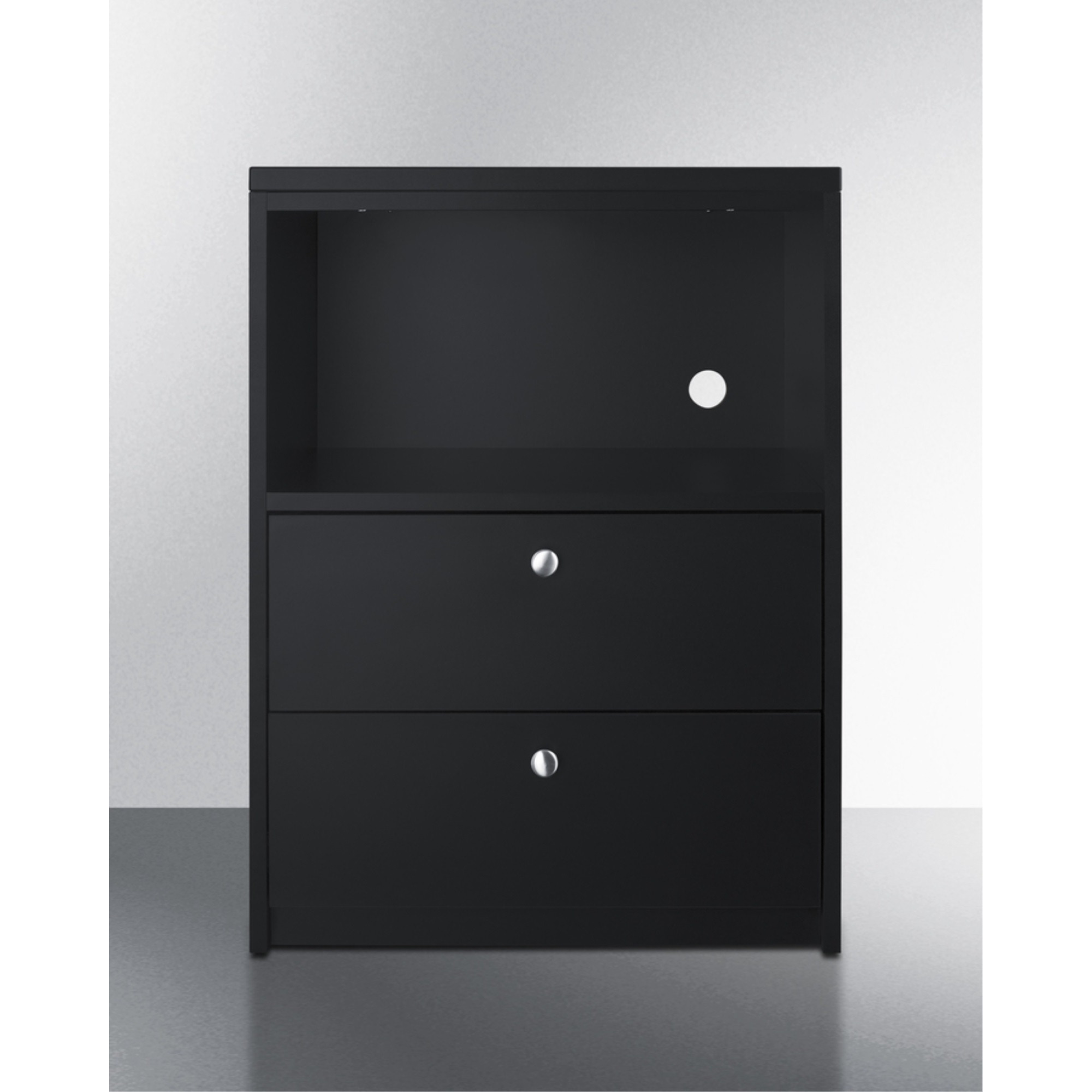 Storage cabinet with space for microwave, ships fully assembled