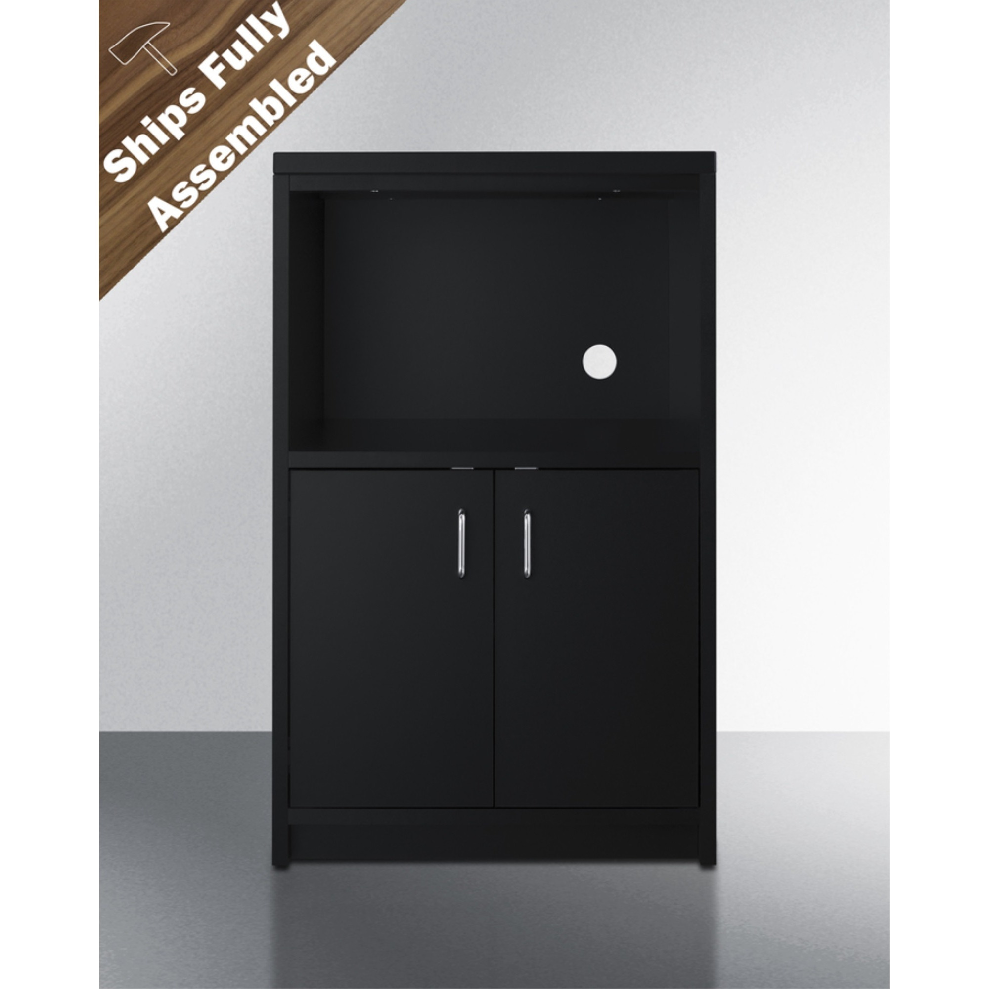 64" wide casework suite with refrigerator, microwave, and cabinets