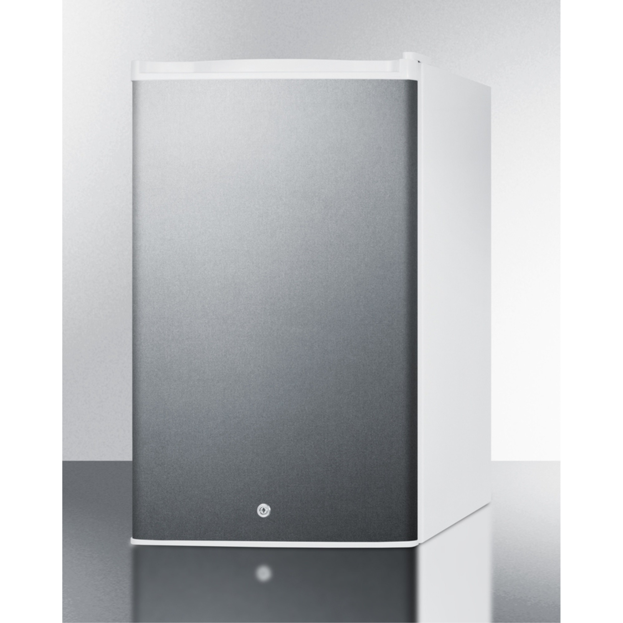 Commercial style built-in capable compact all-refrigerator in white with digital thermostat