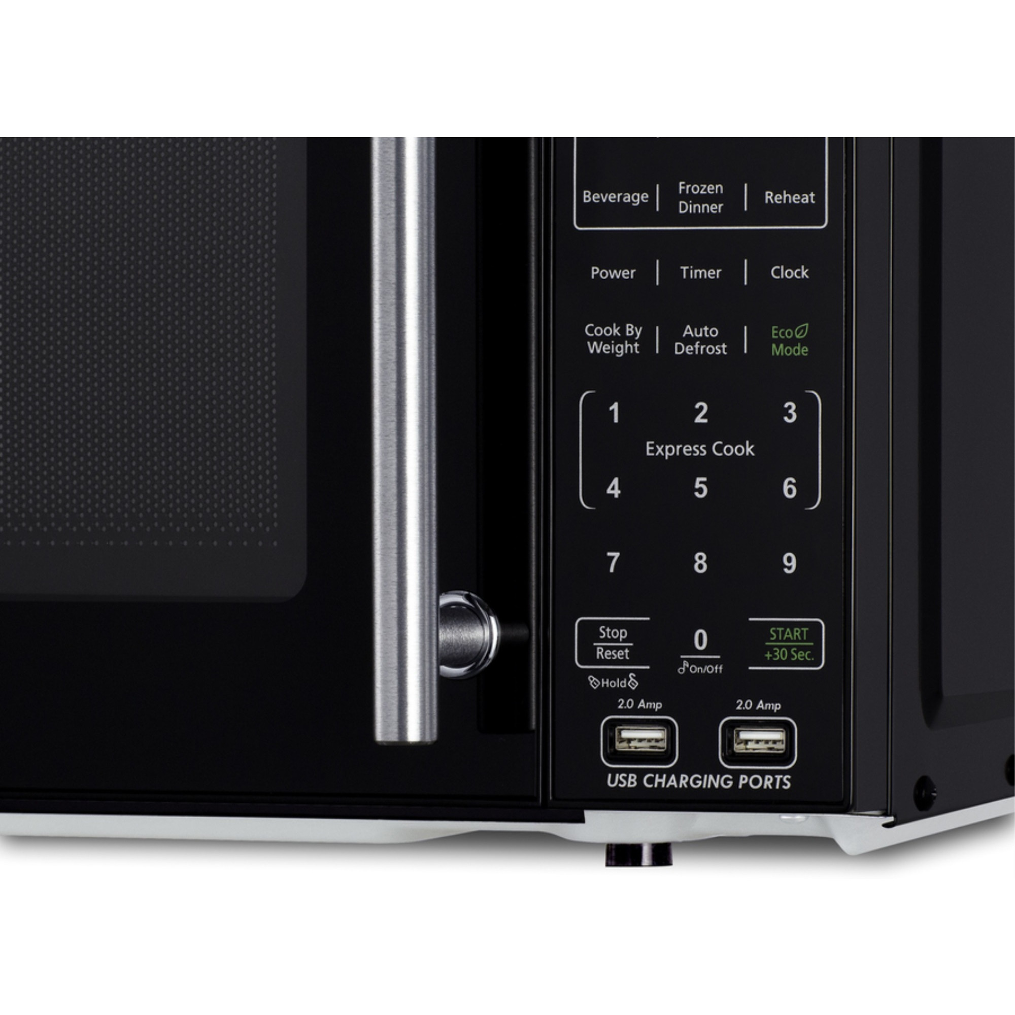 Mid-sized refrigerator-freezer in a stainless steel steel look and black microwave with built-in allocator, with brackets included (ships in 3 boxes on one pallet)