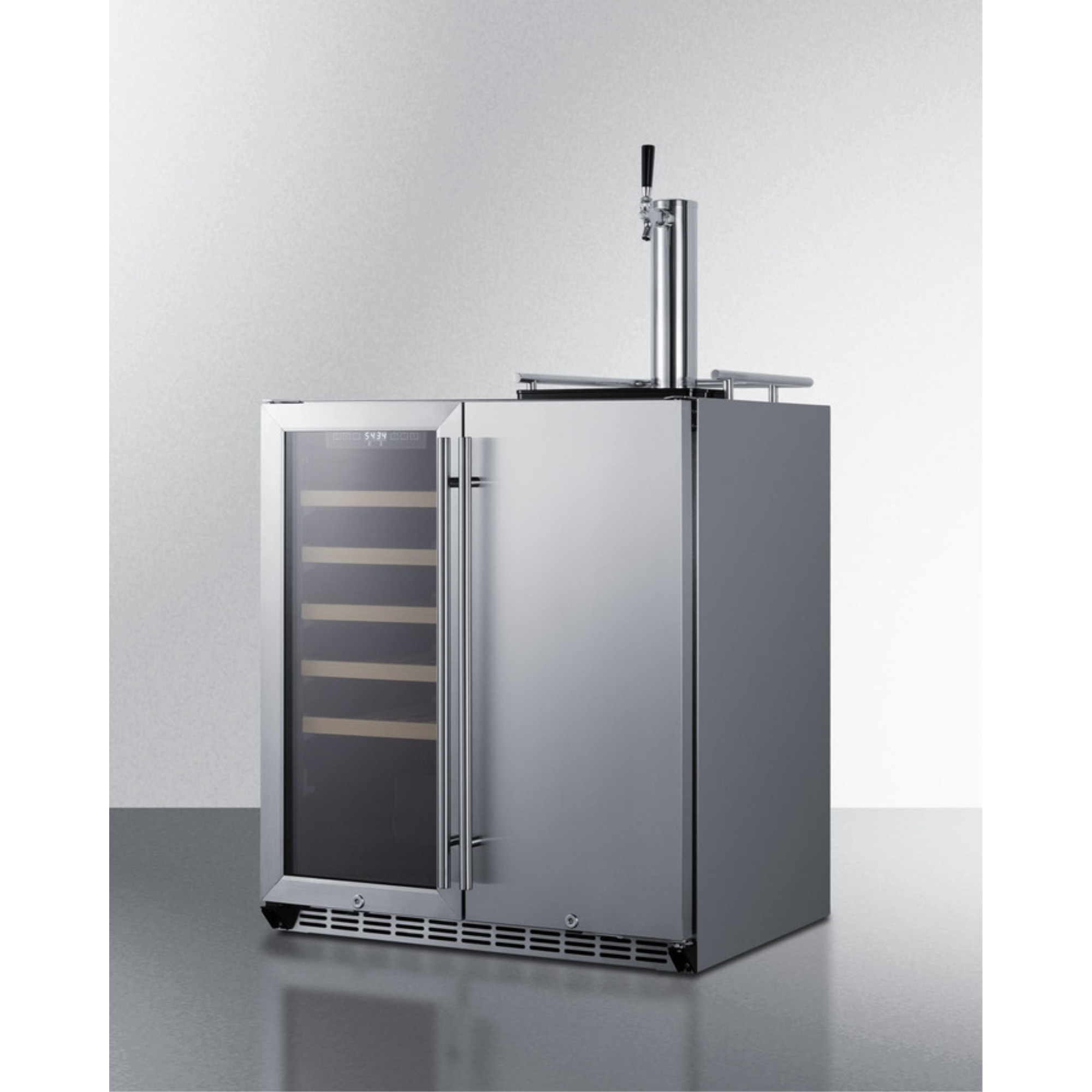 30" wide indoor/outdoor undercounter combination wine cellar and kegerator