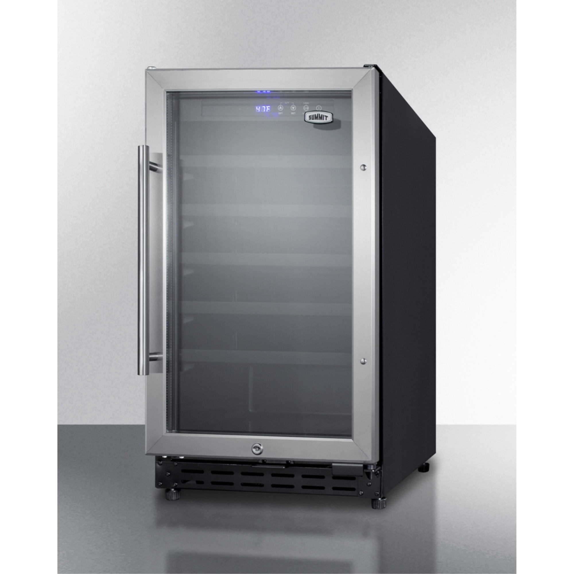 18" wide ADA compliant wine cellar for built-in or freestanding use, with digital controls, lock, and LED lighting