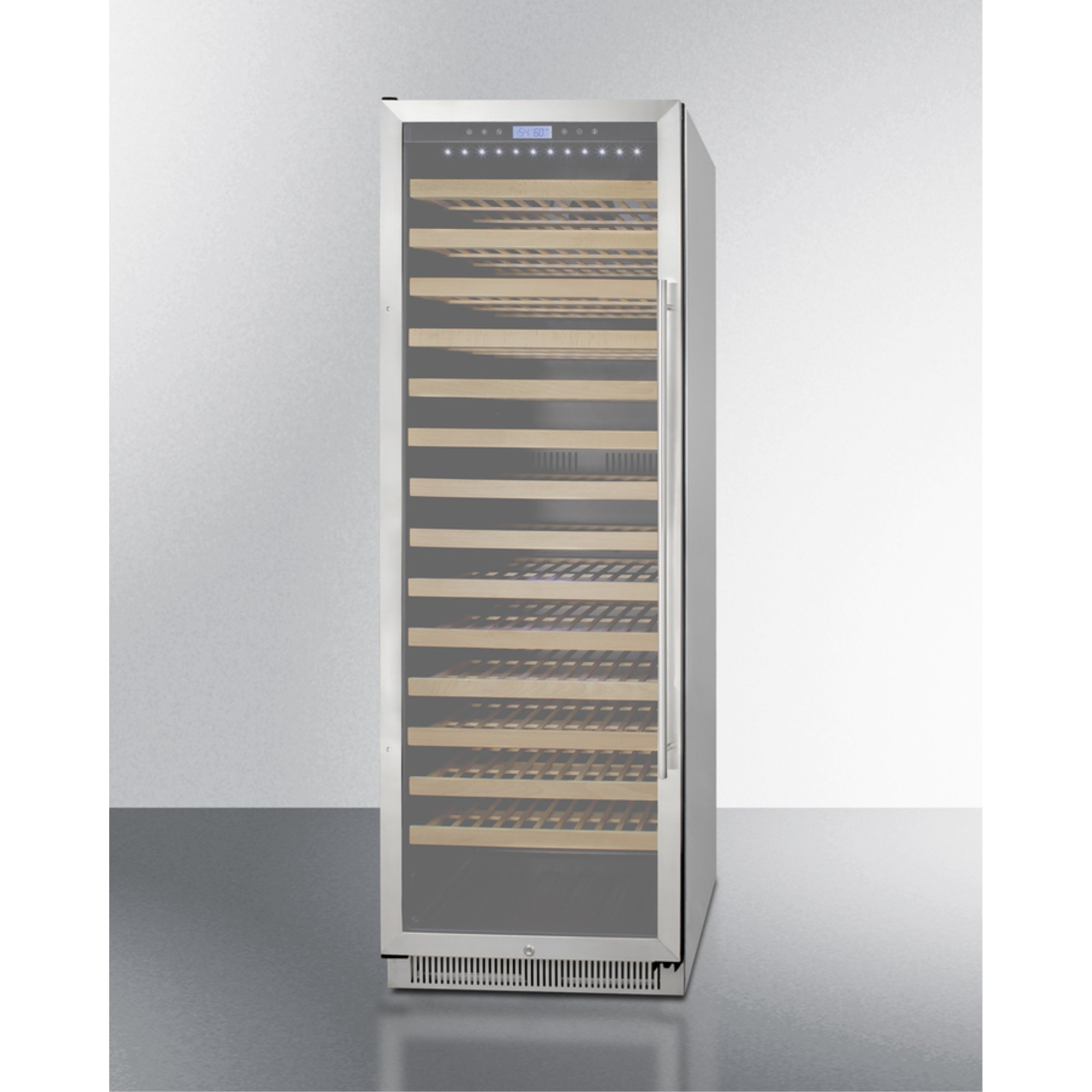 Upright single zone wine cellar for built-in or freestanding use
