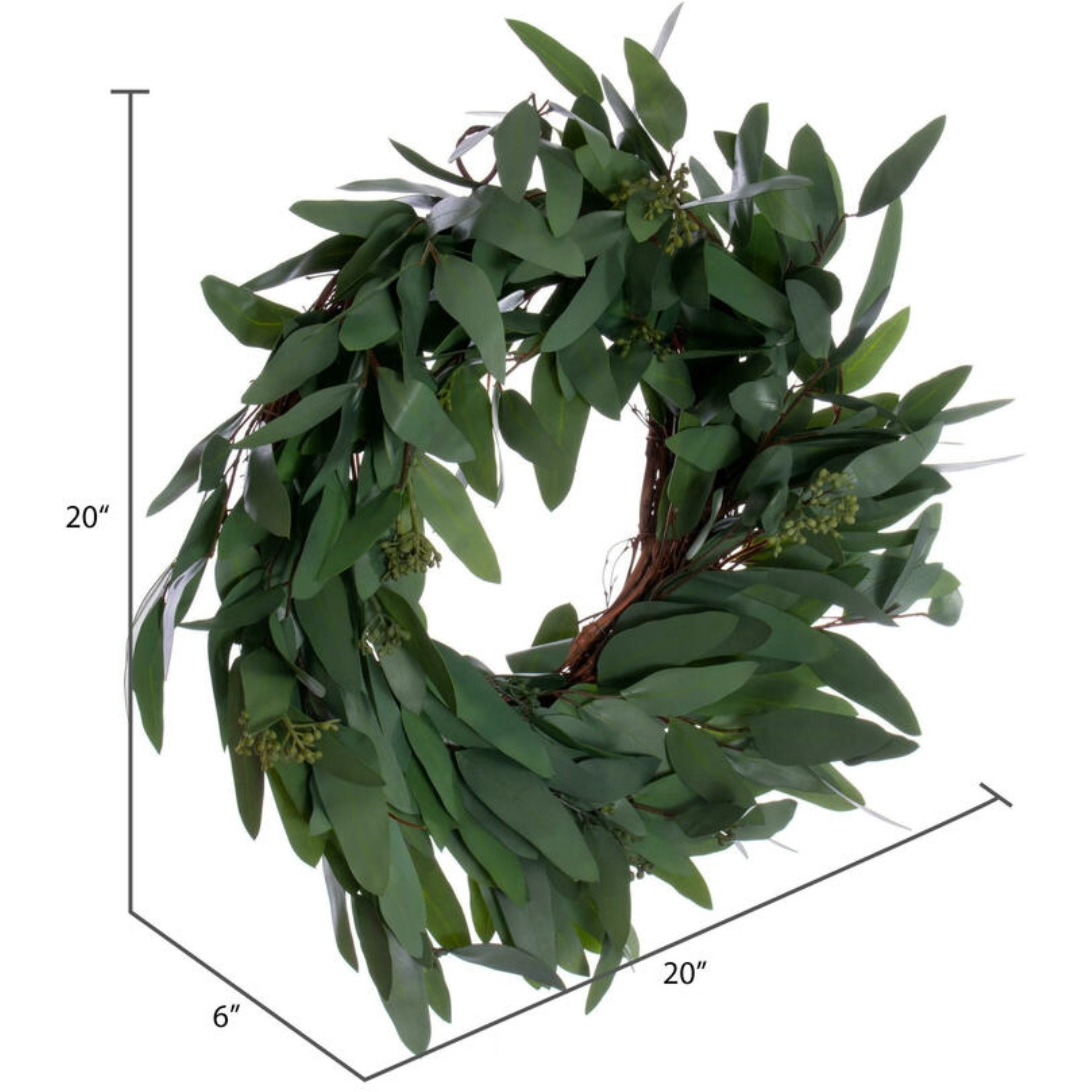 20" Artfcl Grn Seed Wllw Euclypts Wreath